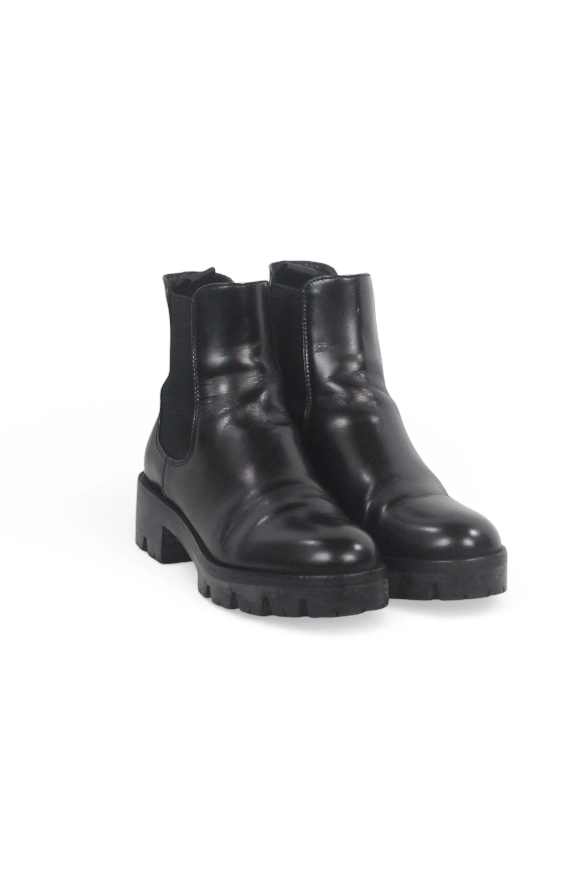 Black Lambskin Chelsea Boots with Chunky Sole