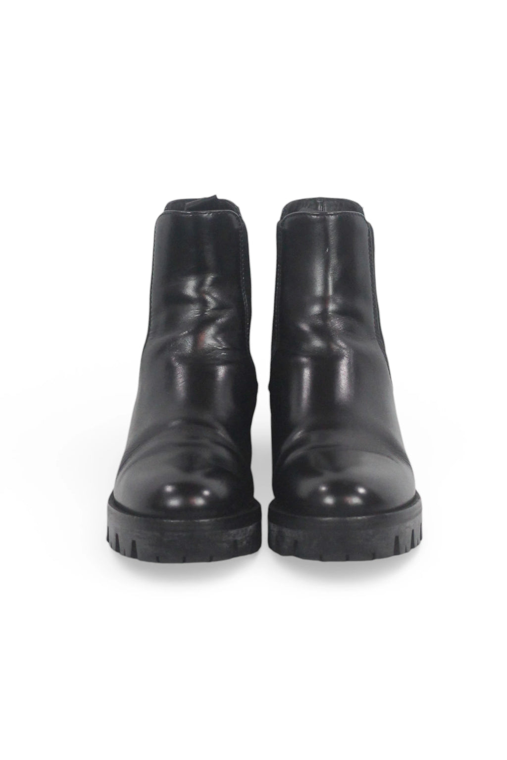 Black Lambskin Chelsea Boots with Chunky Sole