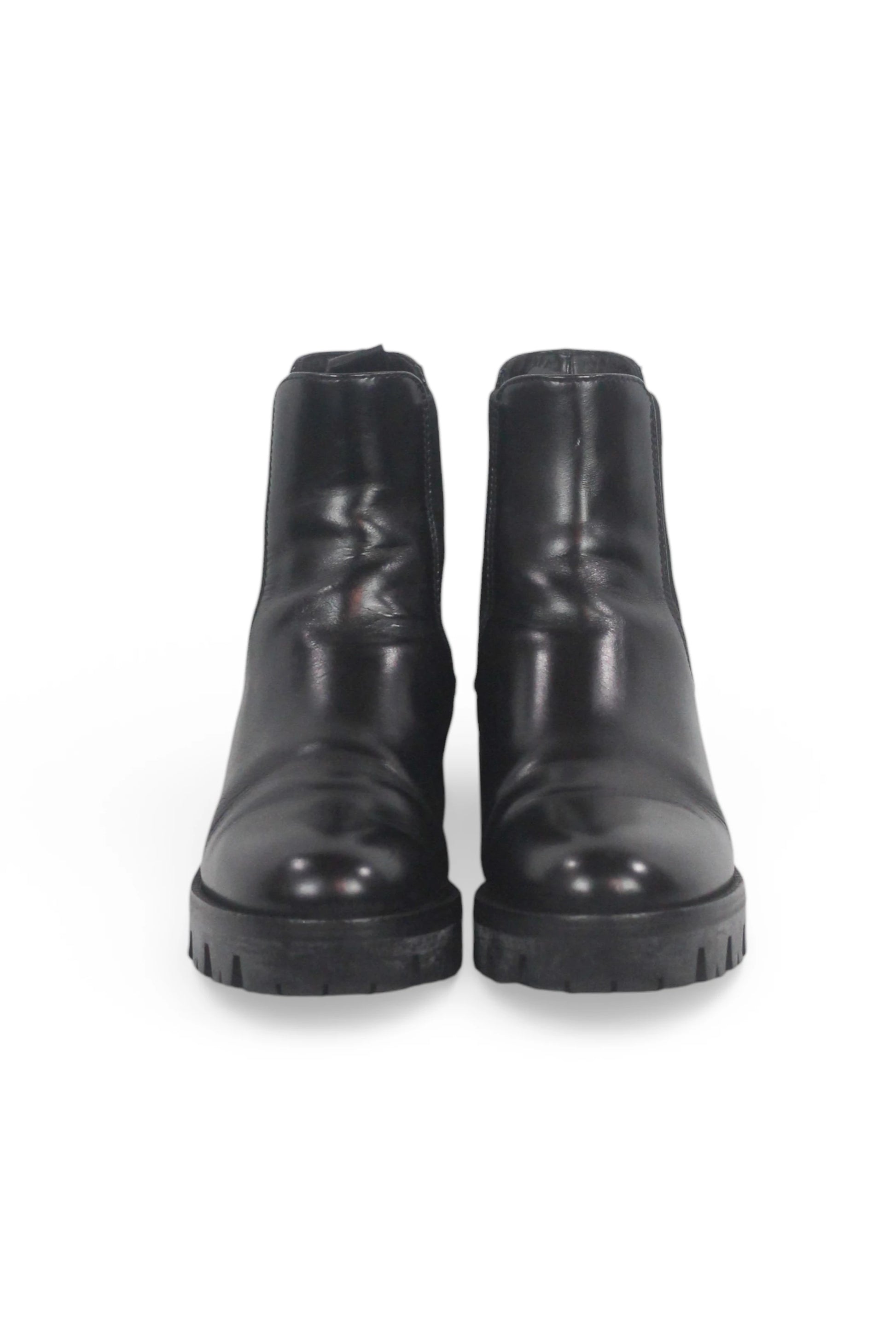 Black Lambskin Chelsea Boots with Chunky Sole