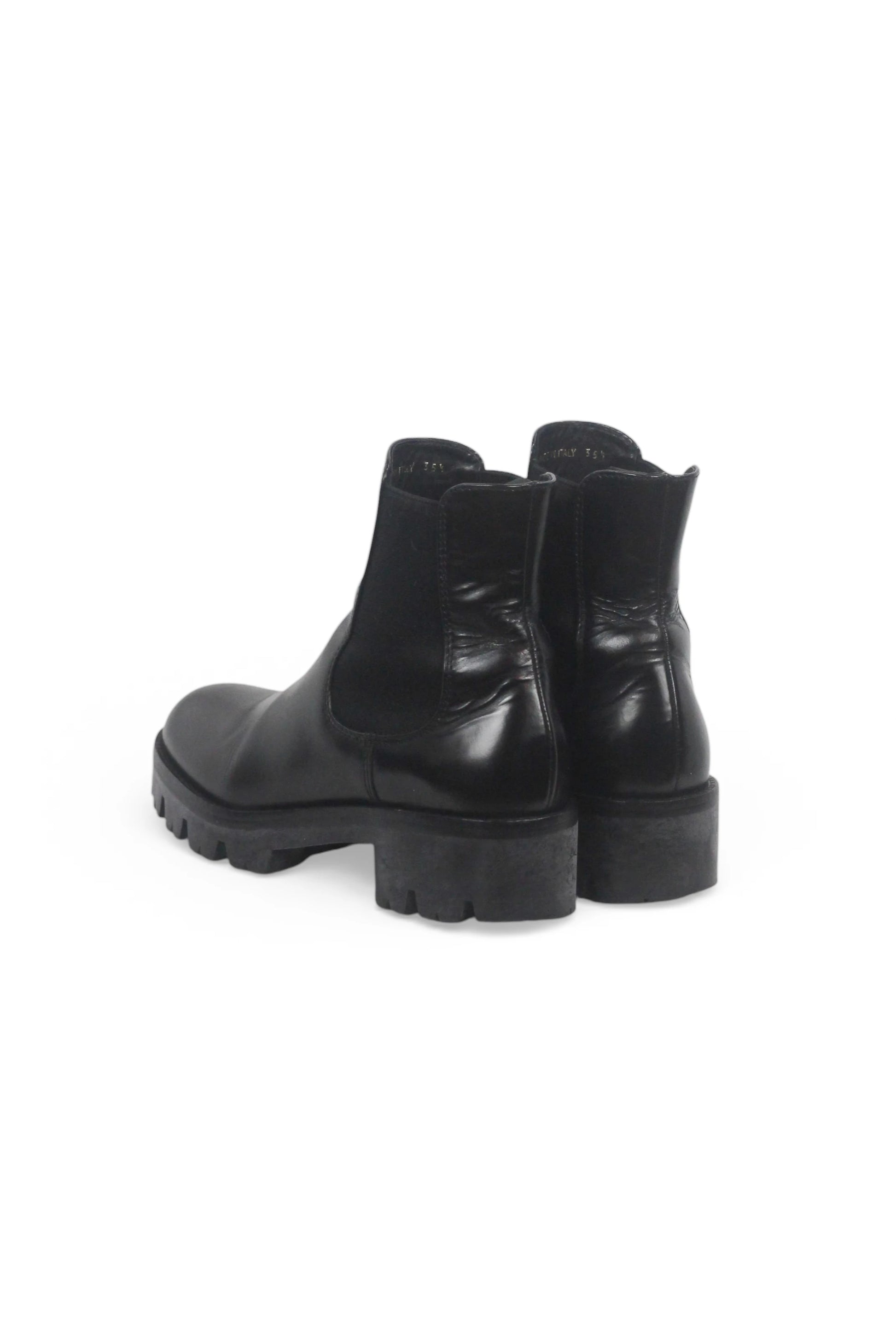 Black Lambskin Chelsea Boots with Chunky Sole