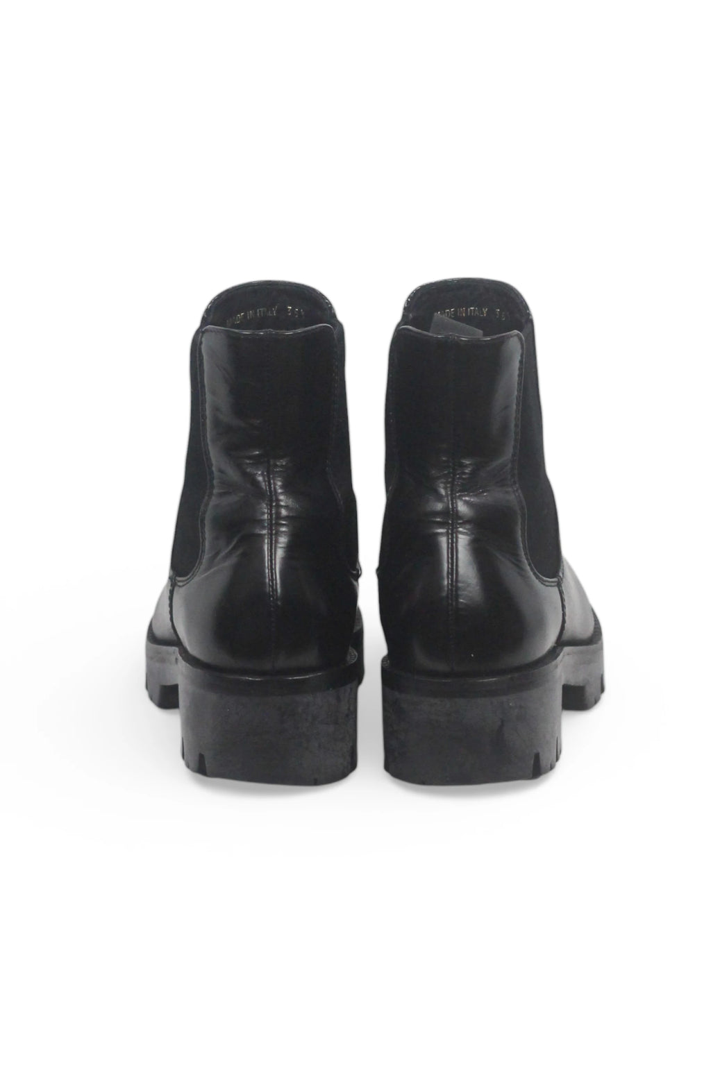 Black Lambskin Chelsea Boots with Chunky Sole