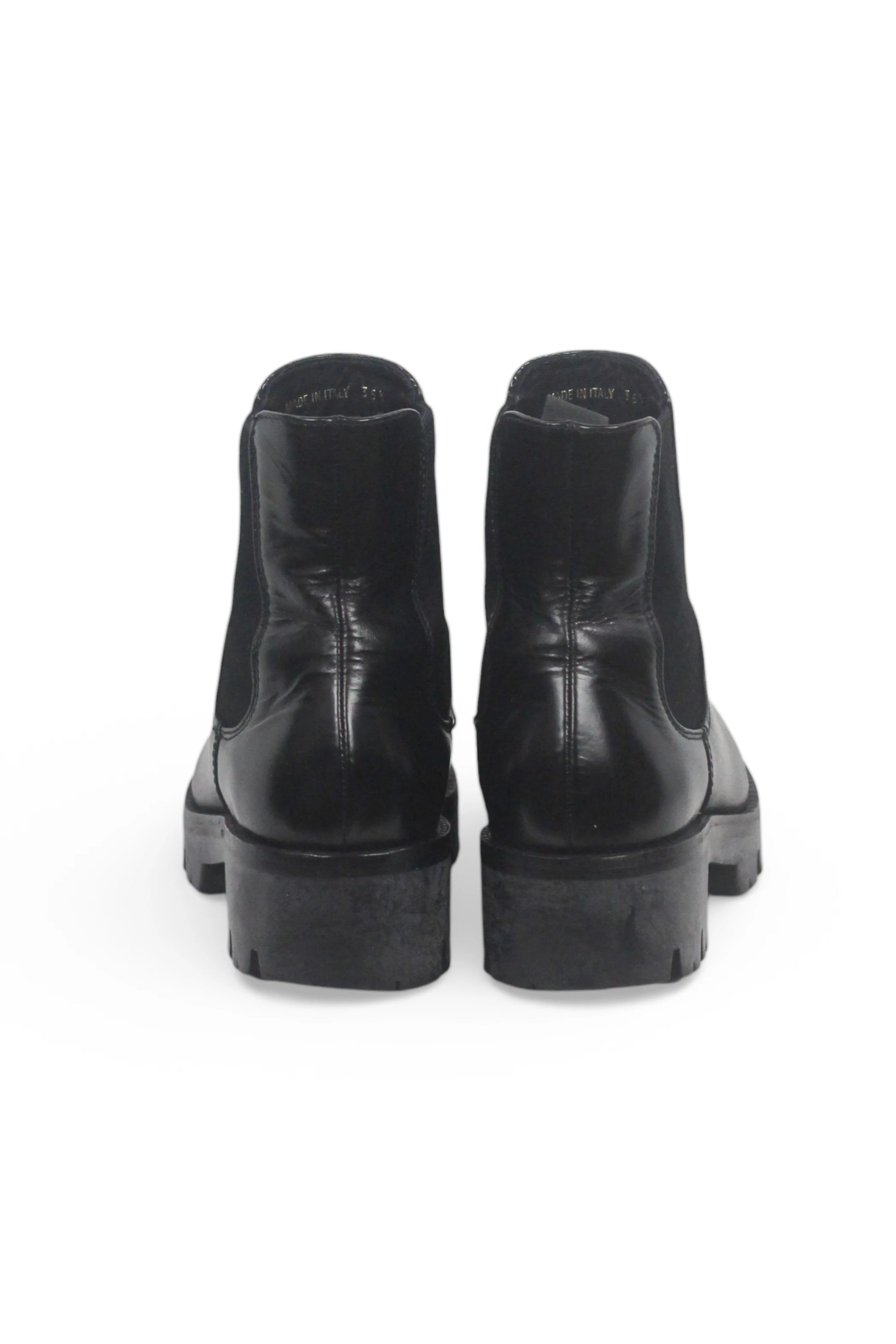Black Lambskin Chelsea Boots with Chunky Sole