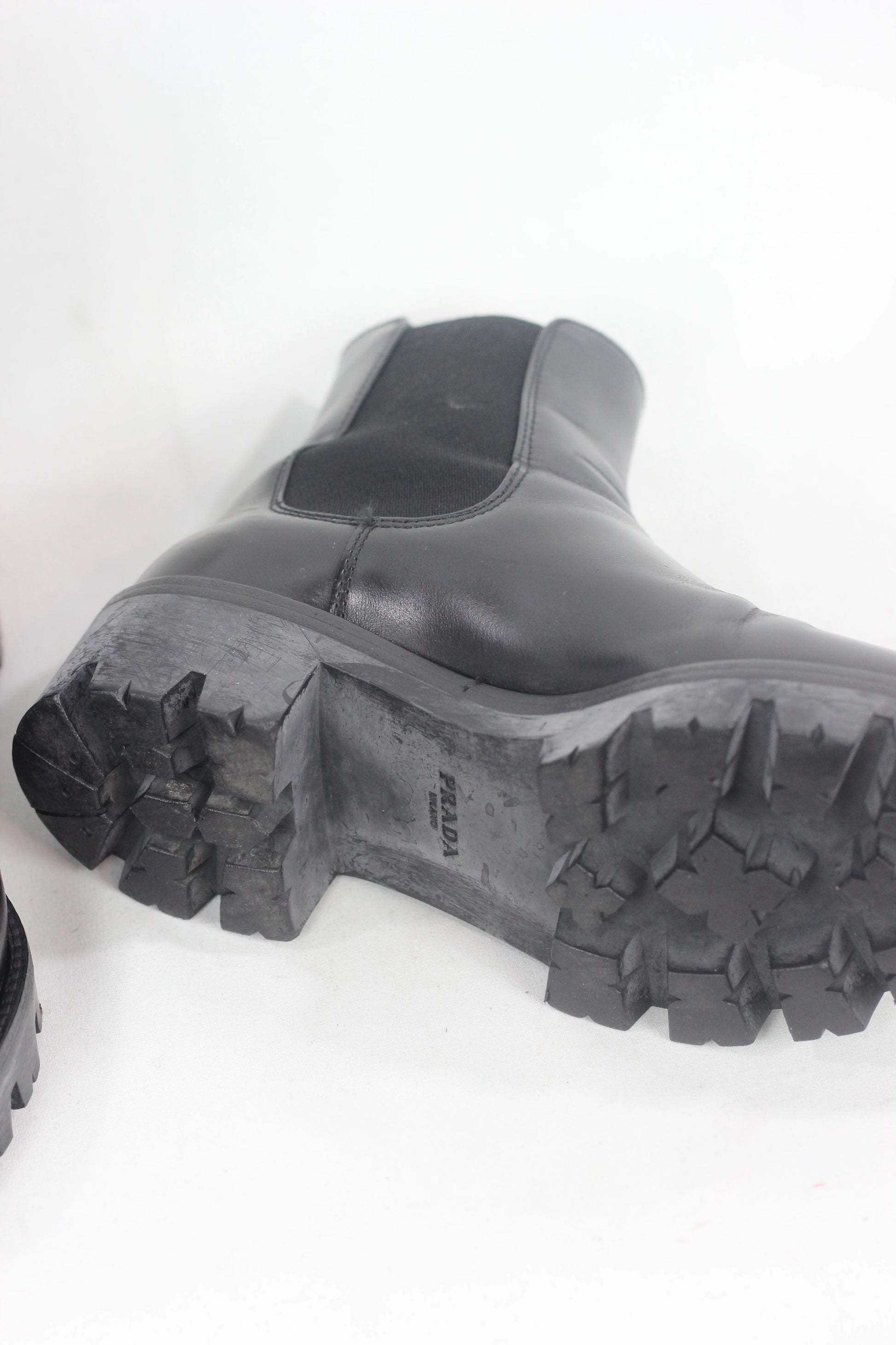 Black Lambskin Chelsea Boots with Chunky Sole