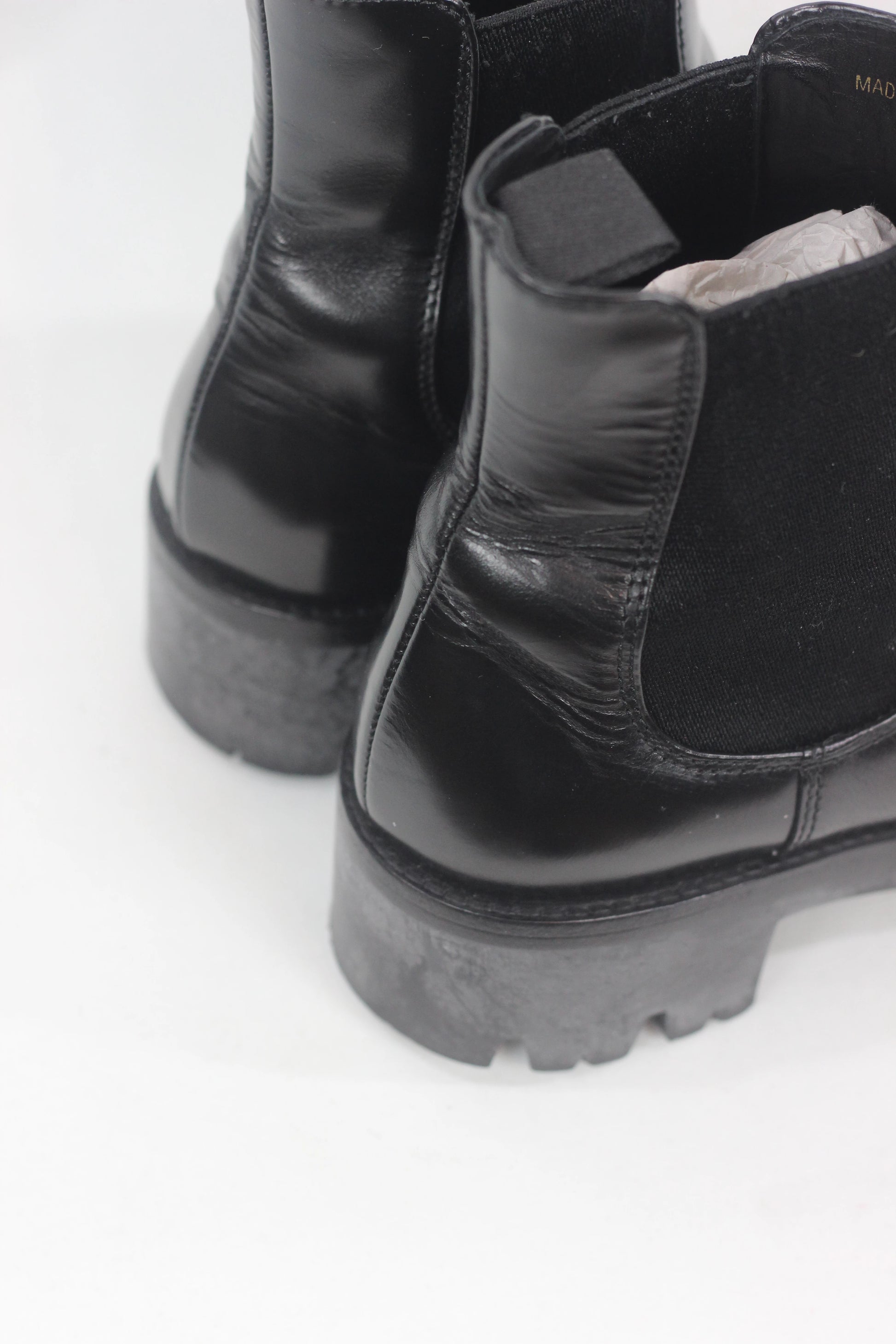 Black Lambskin Chelsea Boots with Chunky Sole