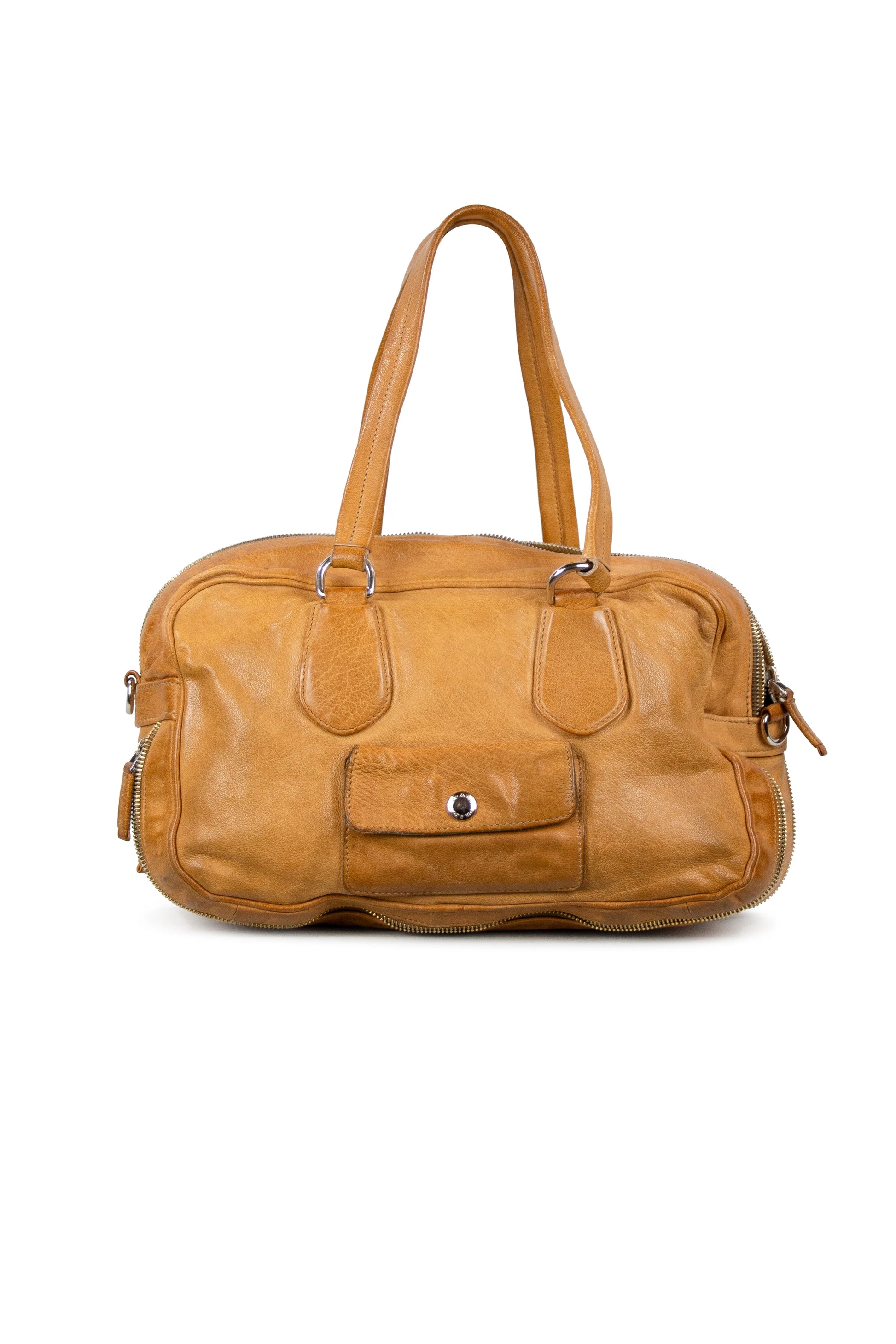 Tan bowling shoulder bag