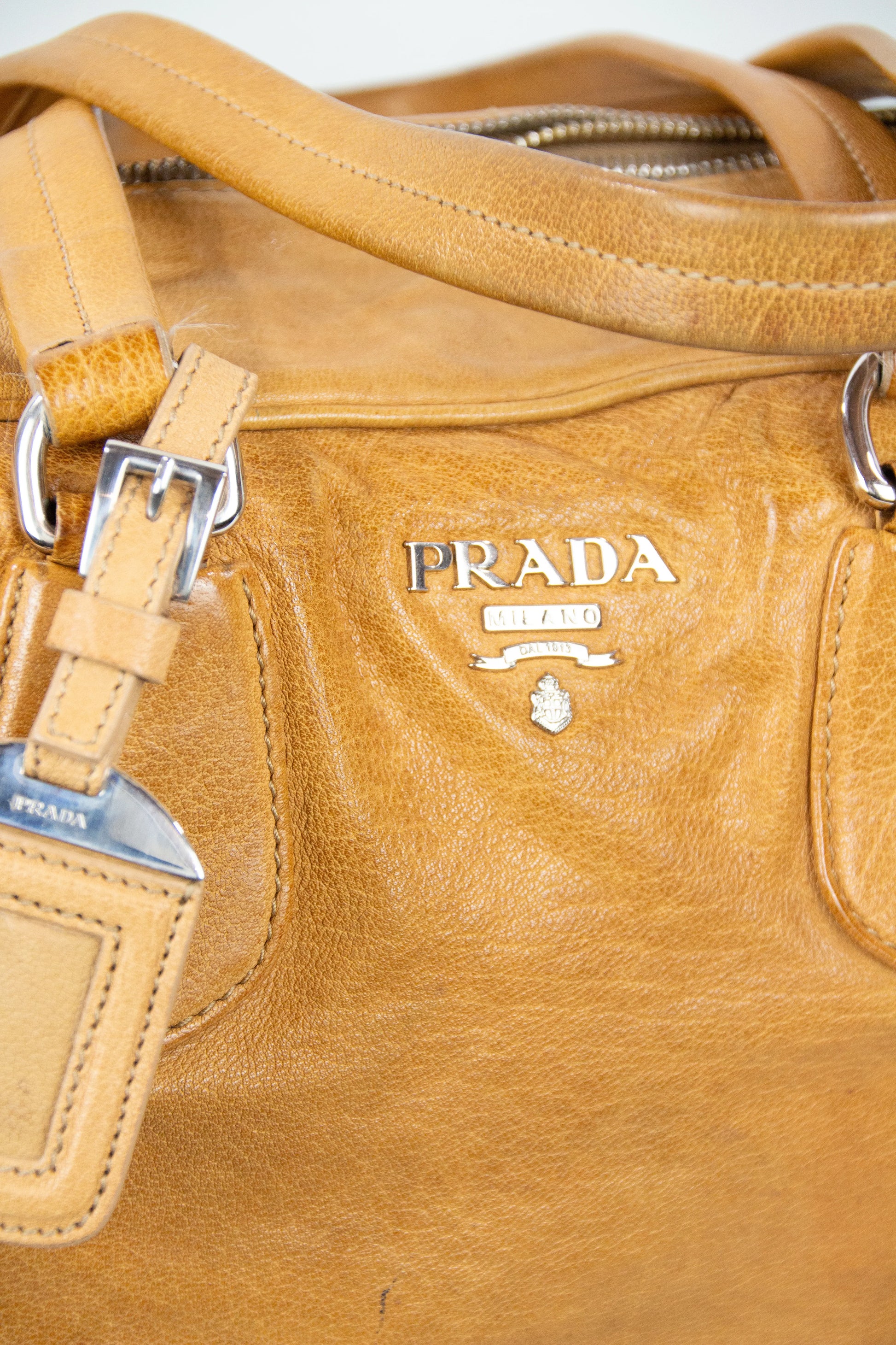Tan bowling shoulder bag