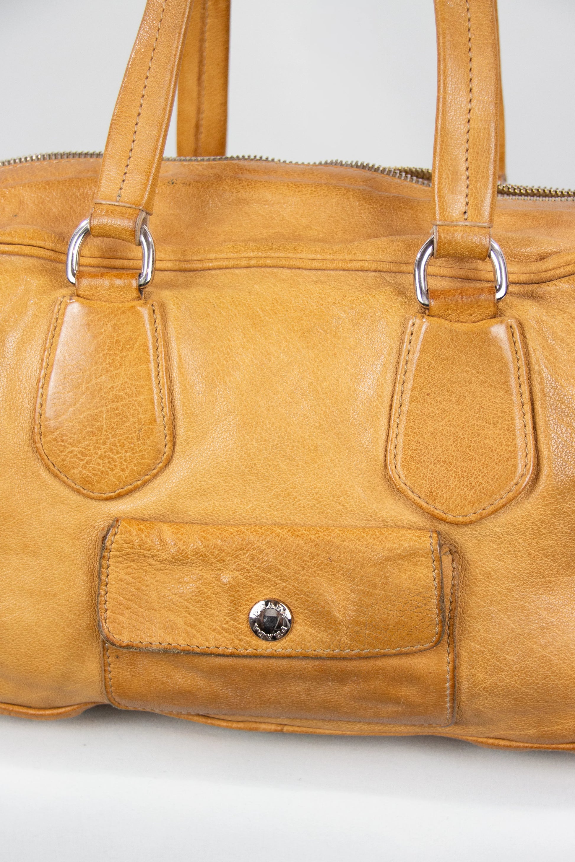 Tan bowling shoulder bag