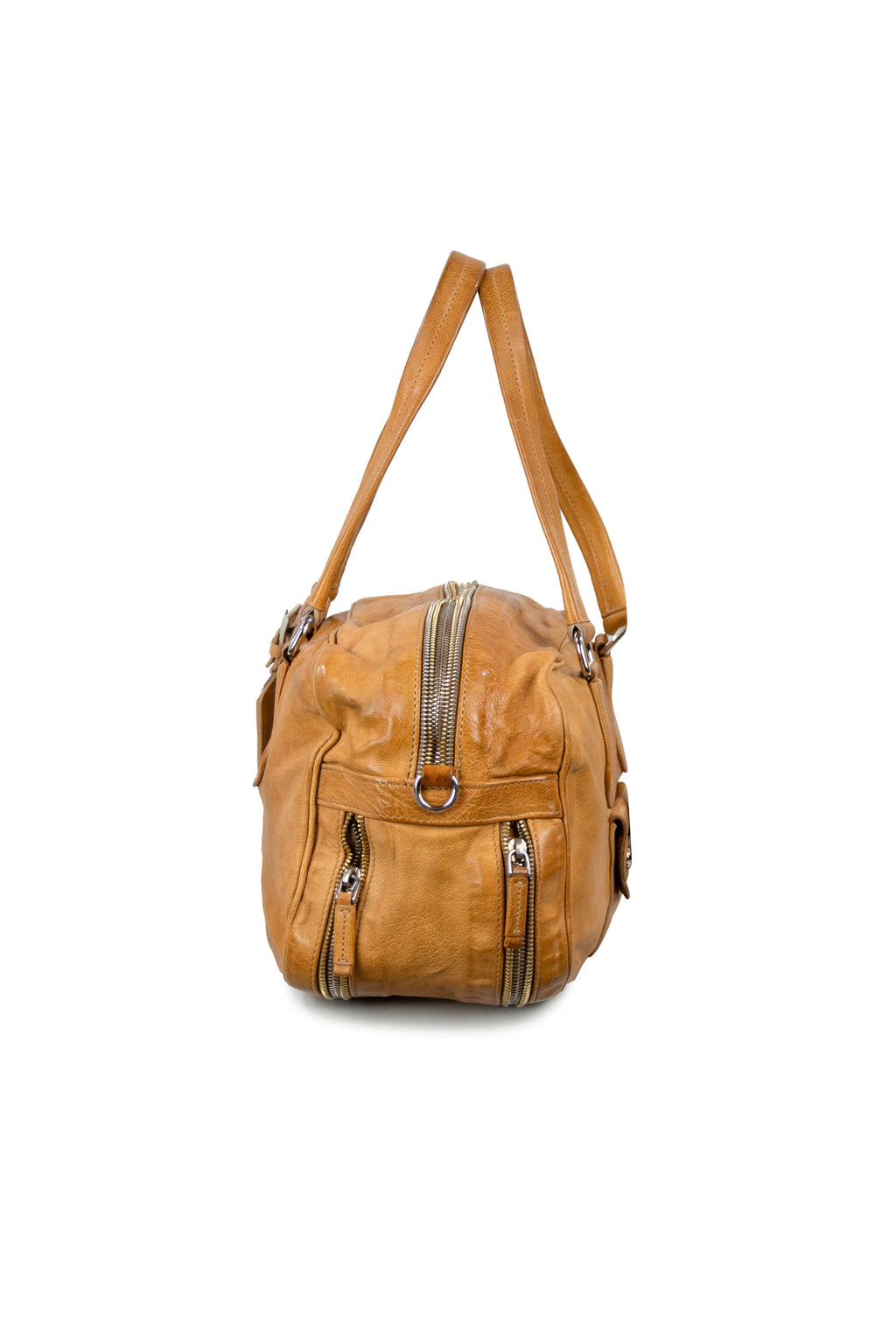 Tan bowling shoulder bag