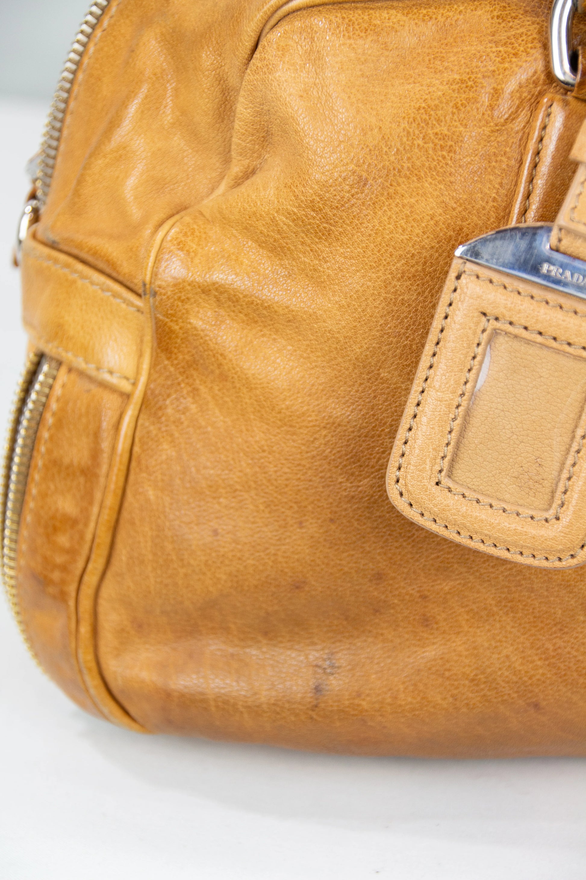 Tan bowling shoulder bag