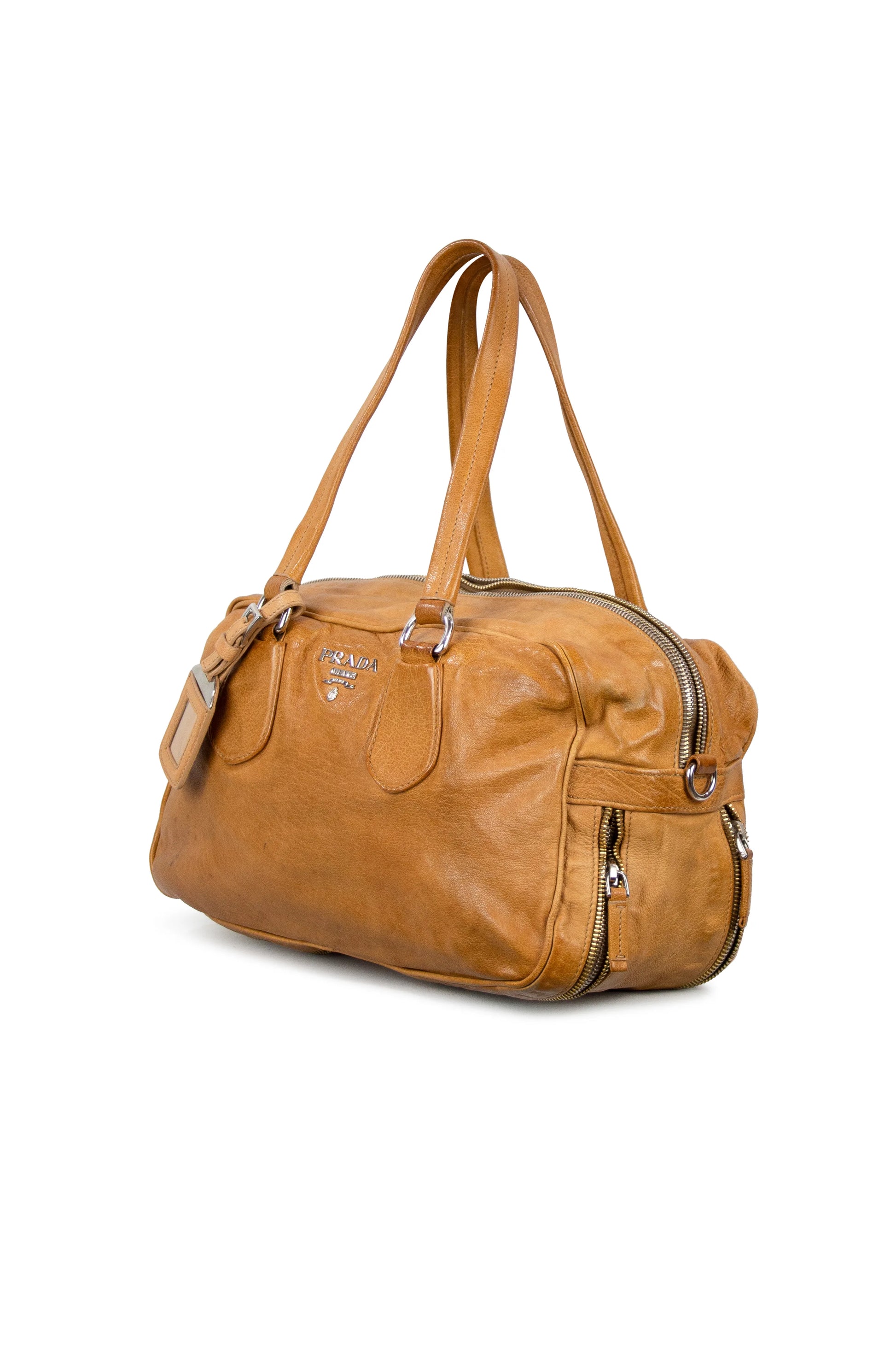 Tan bowling shoulder bag