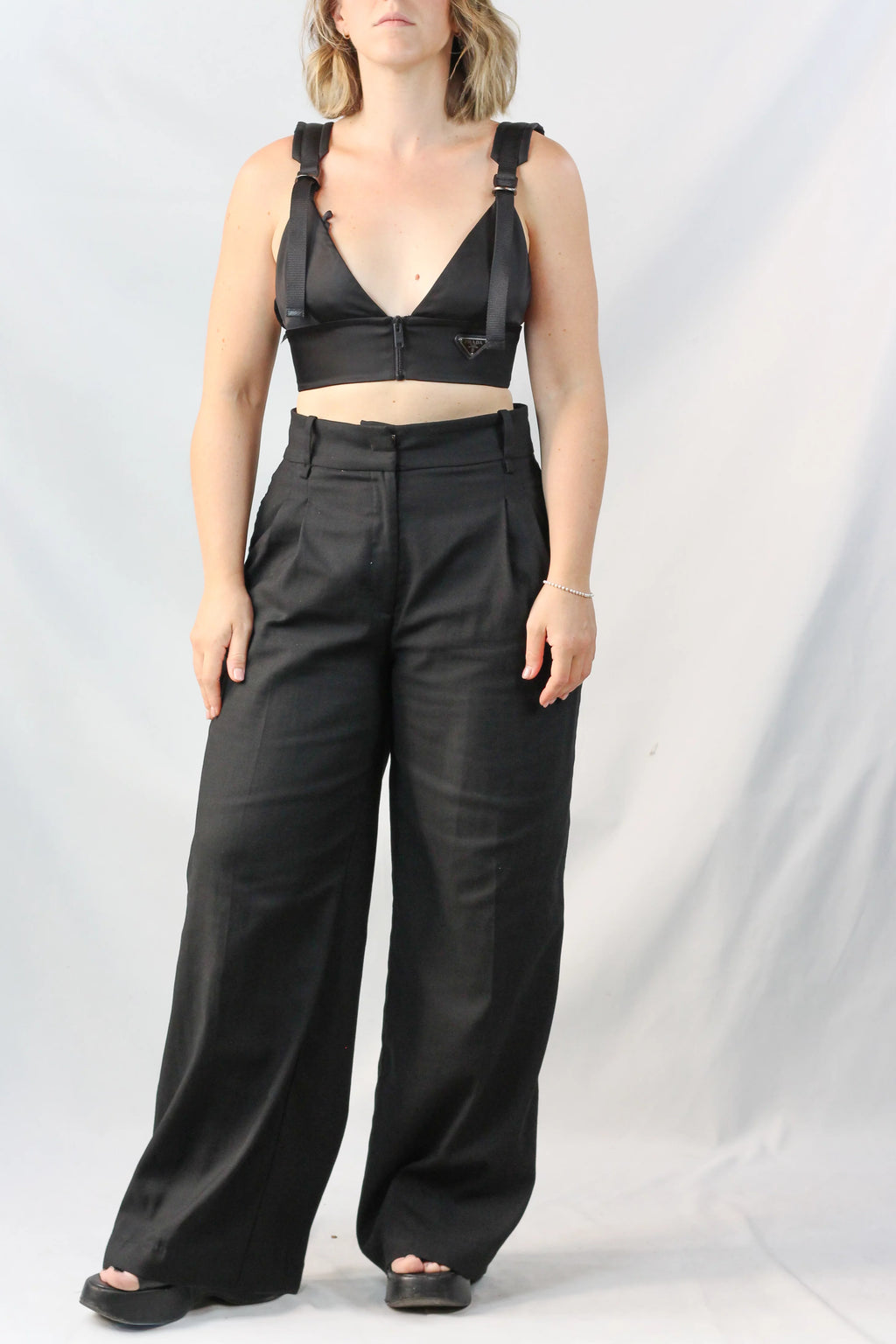 Re-Nylon Zip Bra Top