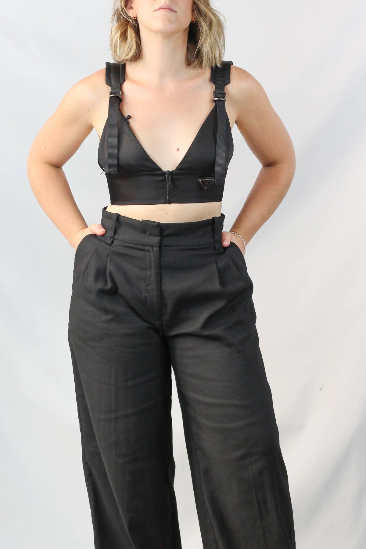 Re-Nylon Zip Bra Top