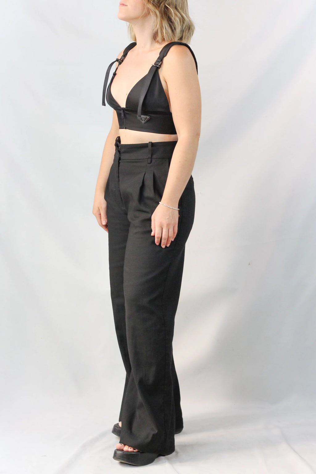 Re-Nylon Zip Bra Top