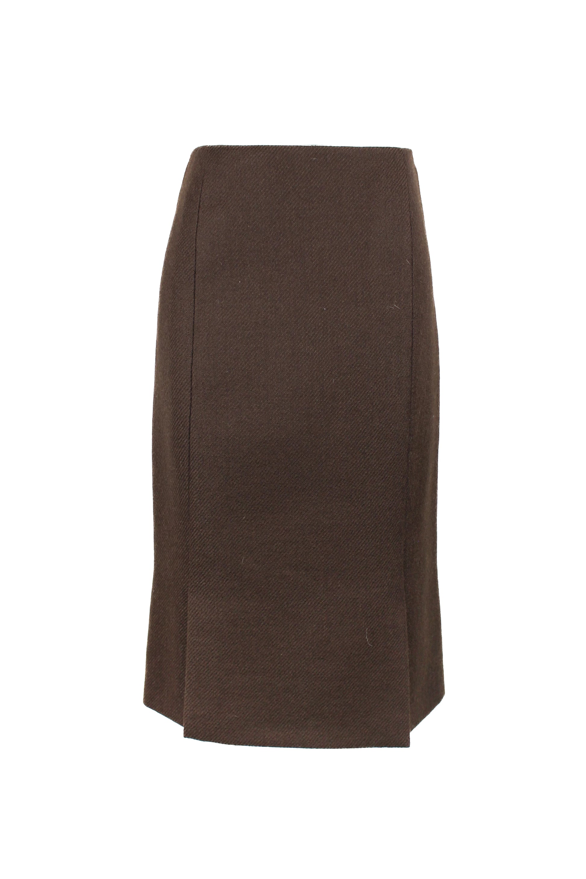 Brown wool high-rise pencil skirt