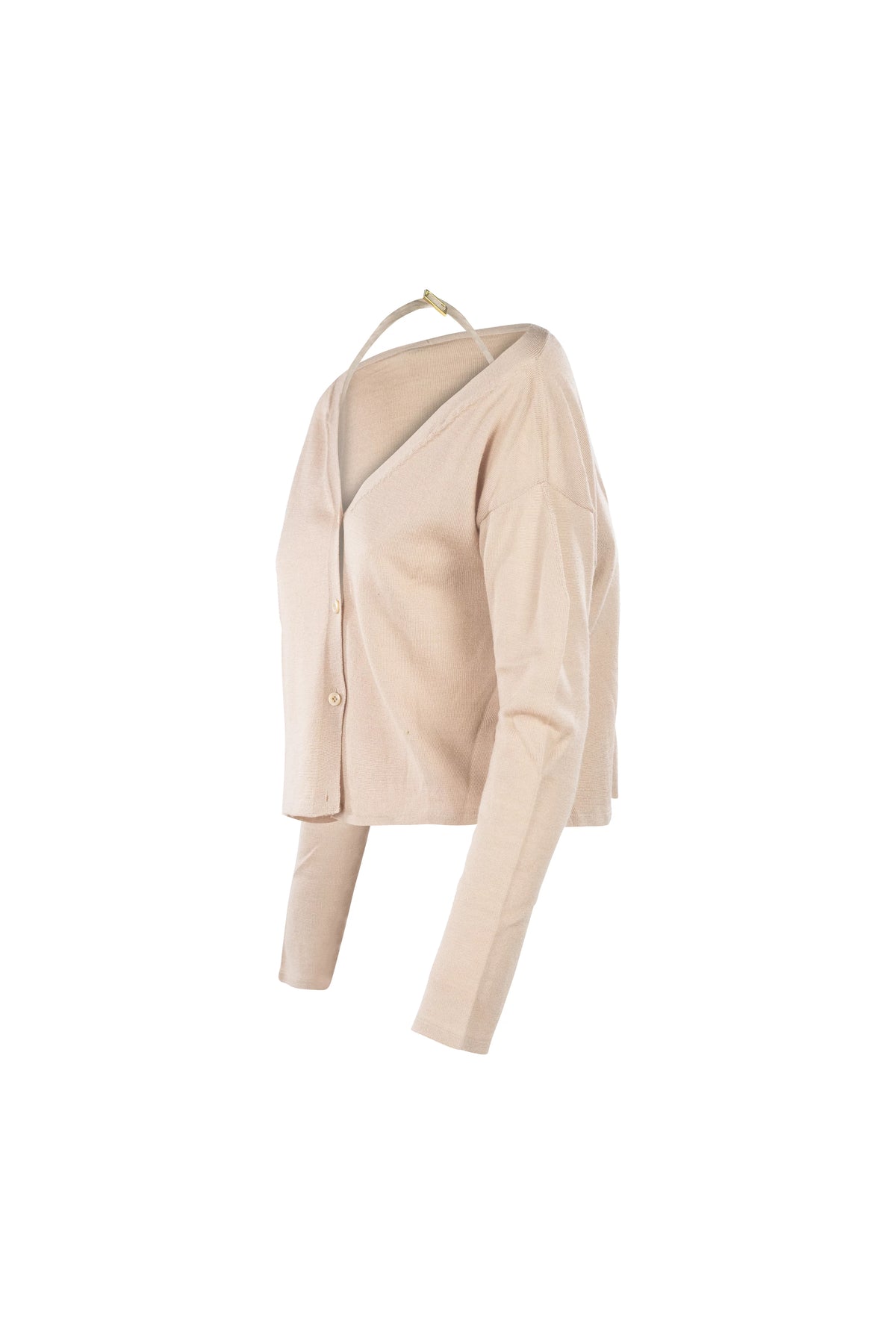 Cashmere Cardigan with Silk Neck Ribbon