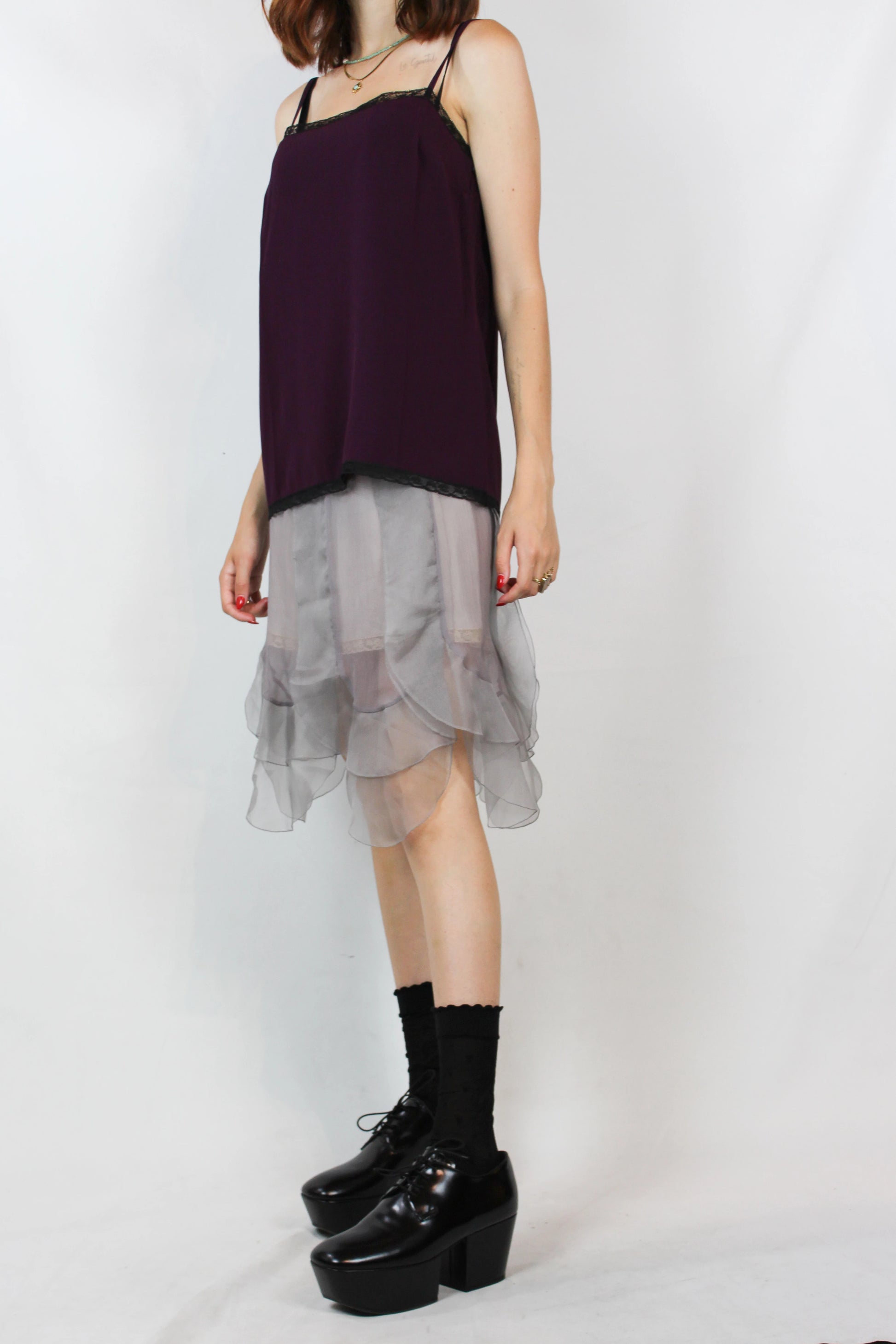 Silk chiffon skirt with lace trimmed underskirt Cruise2018