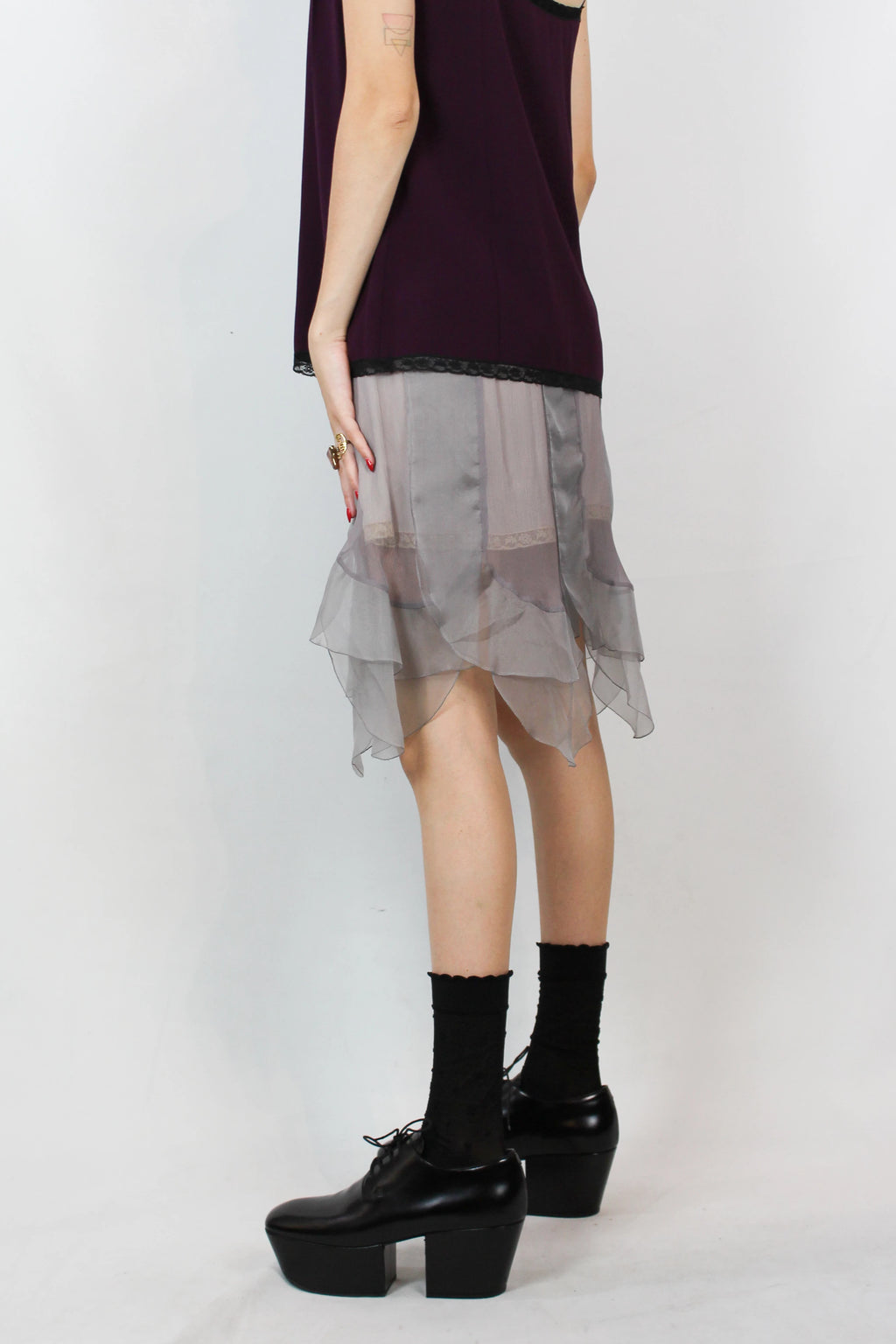 Silk chiffon skirt with lace trimmed underskirt Cruise2018