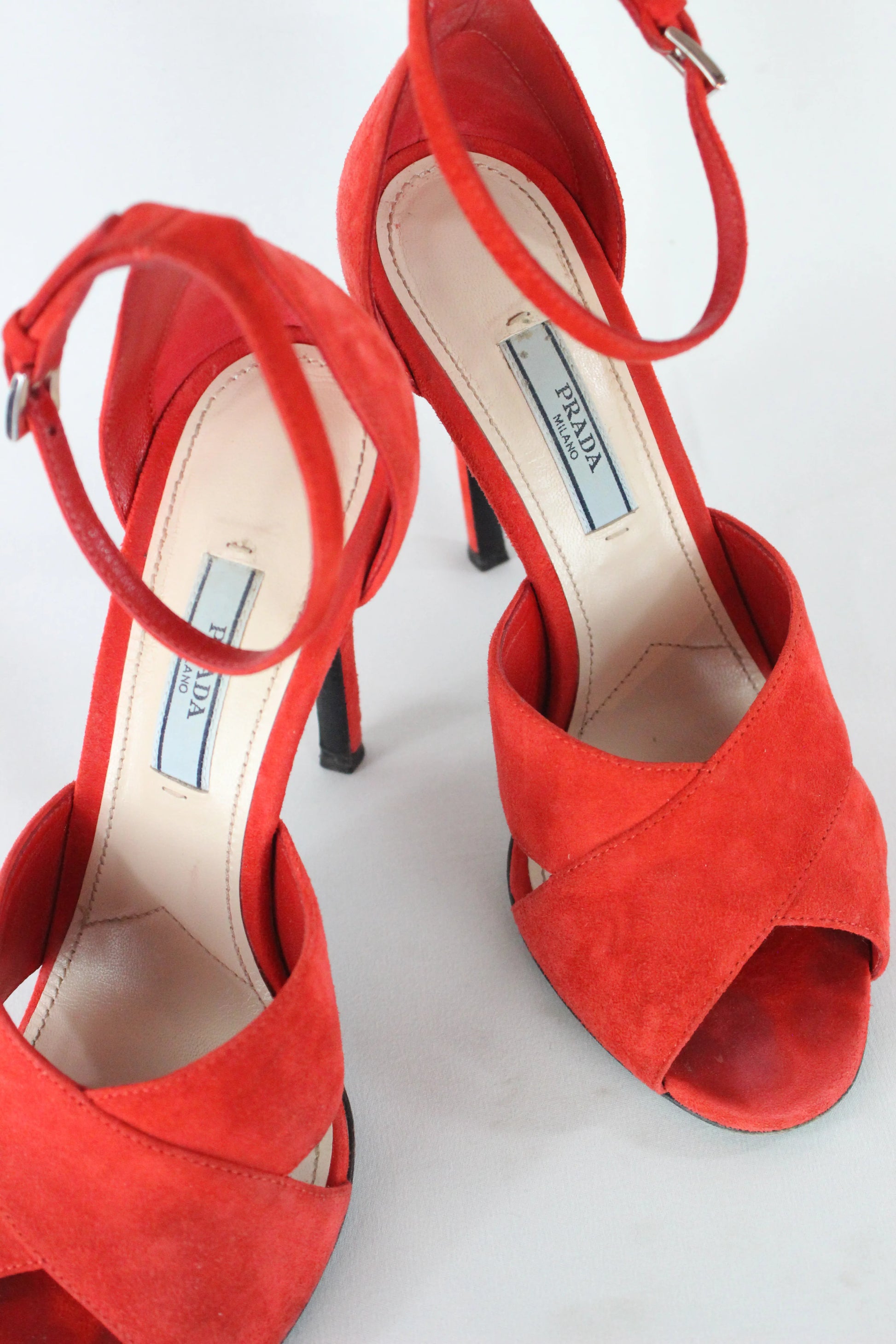 Coral suede sandals