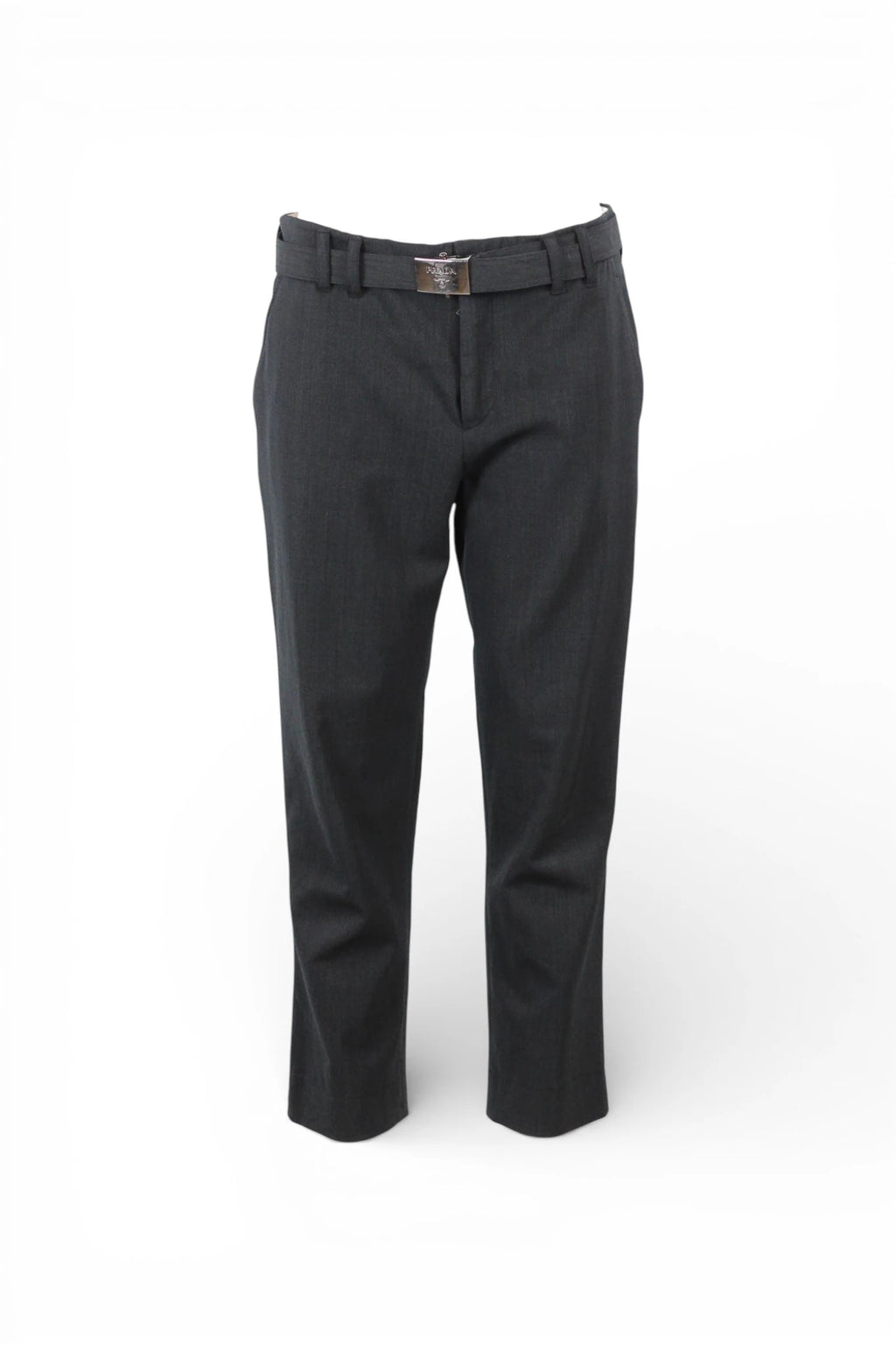 Anthracite Wool Cropped Tapered Trousers