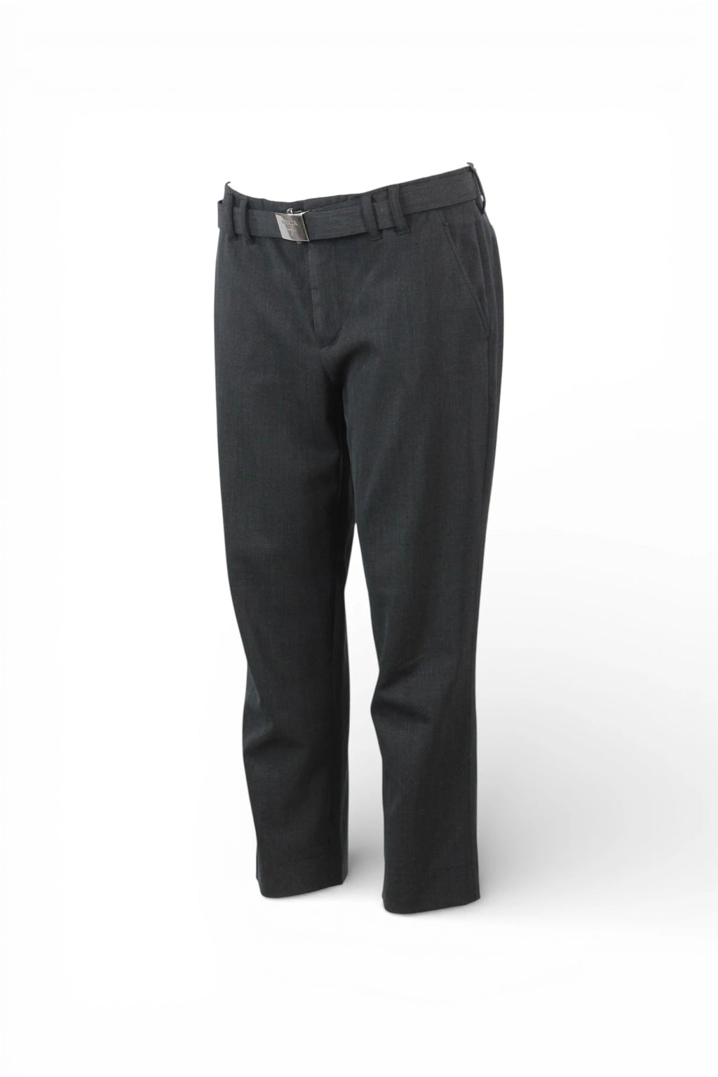 Anthracite Wool Cropped Tapered Trousers