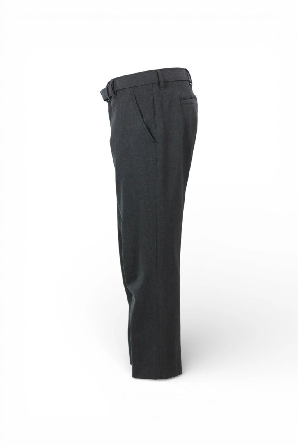 Anthracite Wool Cropped Tapered Trousers