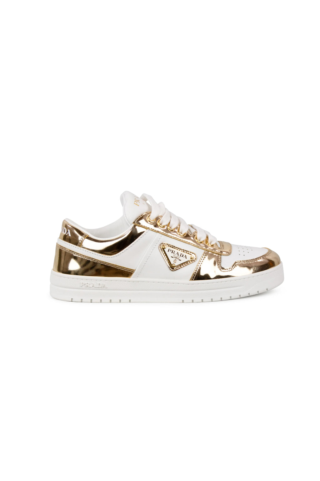 White and gold Downtown sneakers