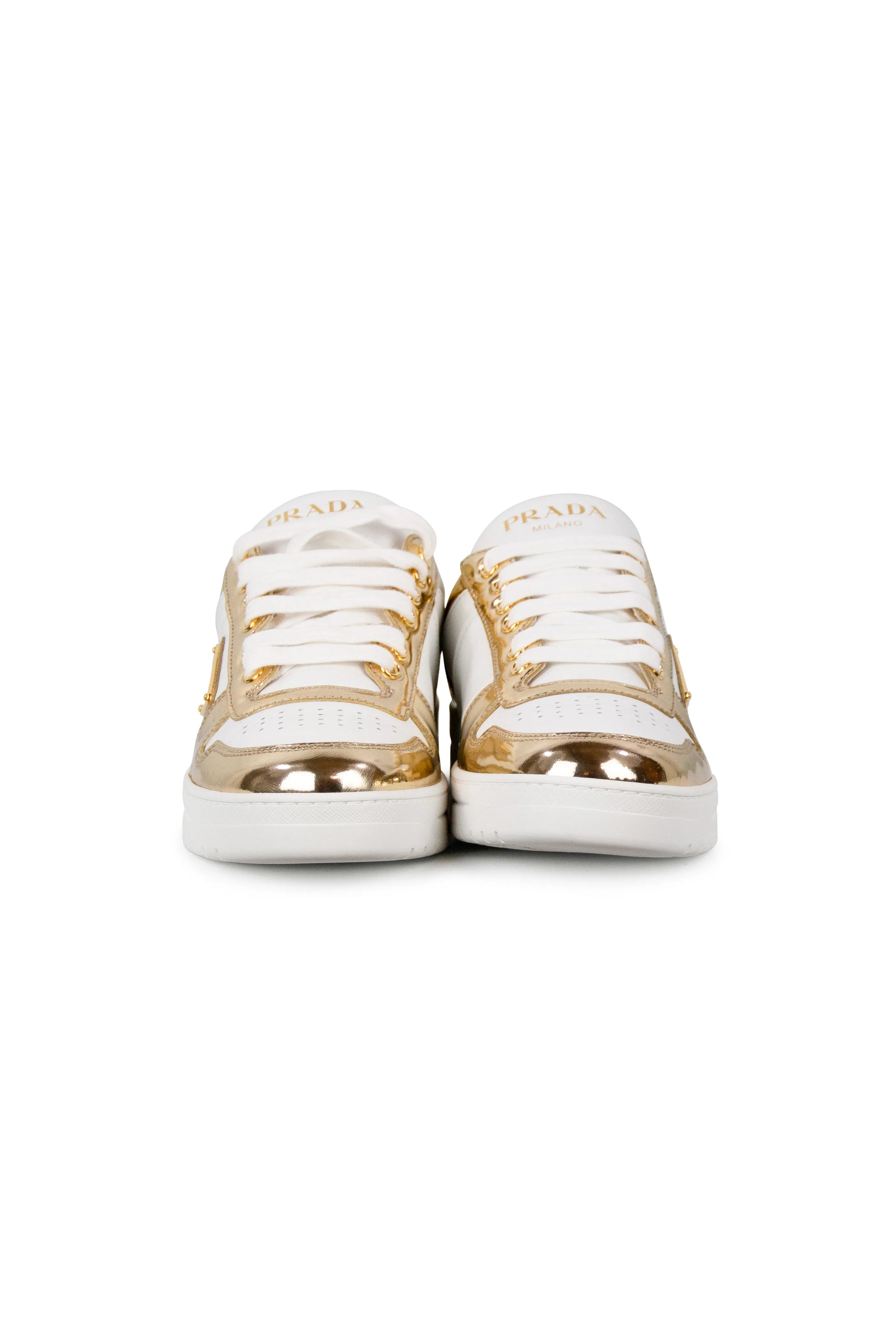 White and gold Downtown sneakers