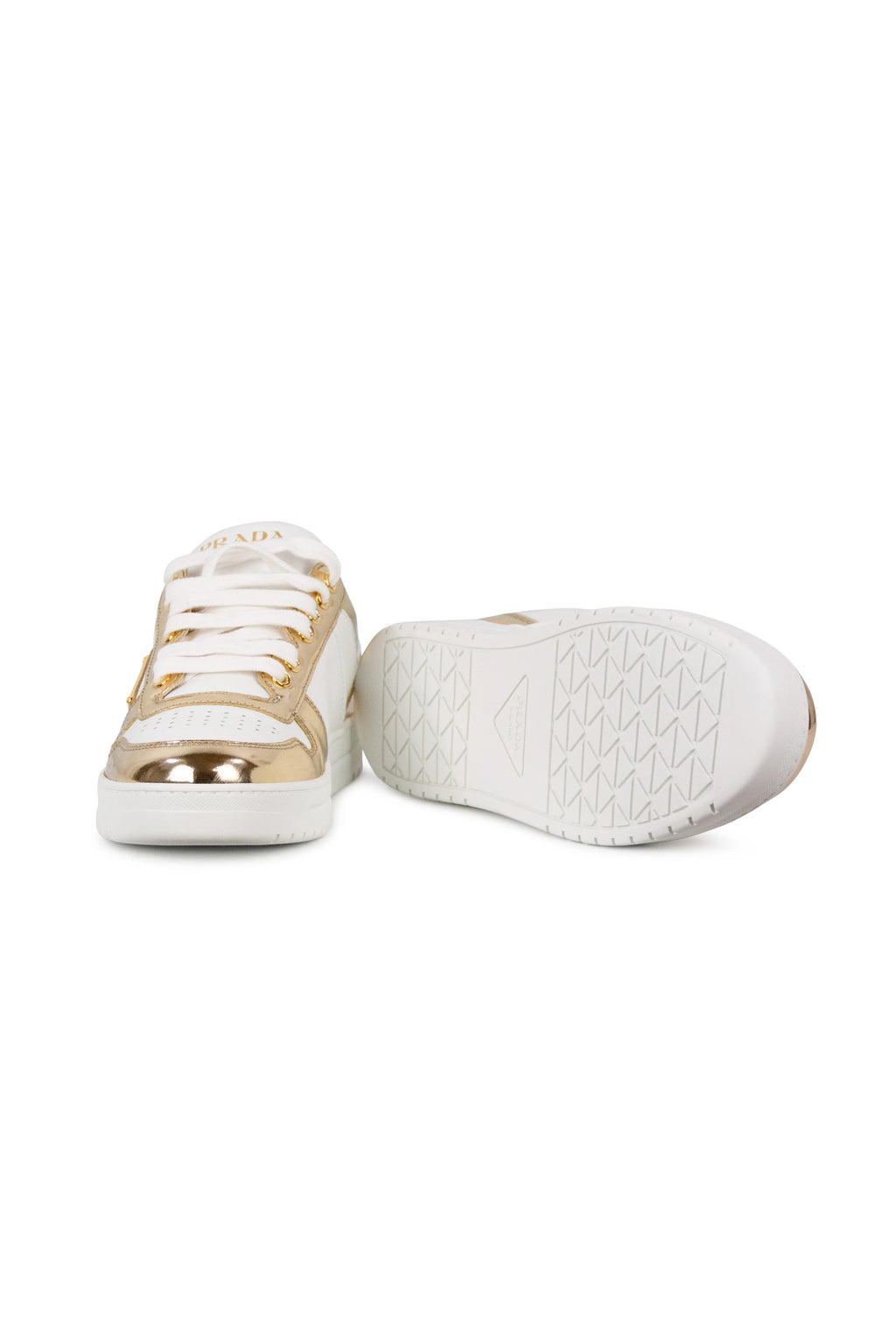 White and gold Downtown sneakers
