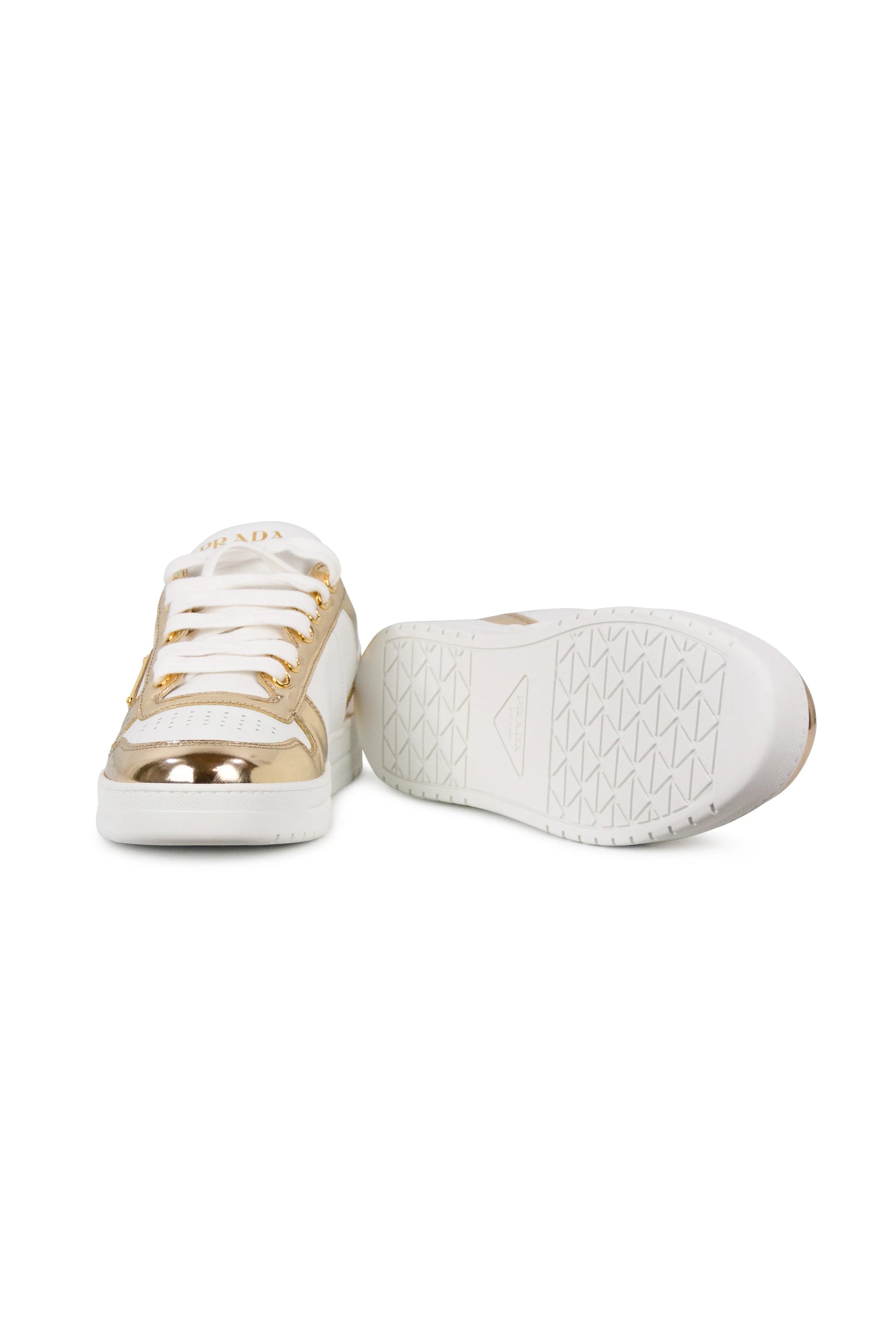 White and gold Downtown sneakers