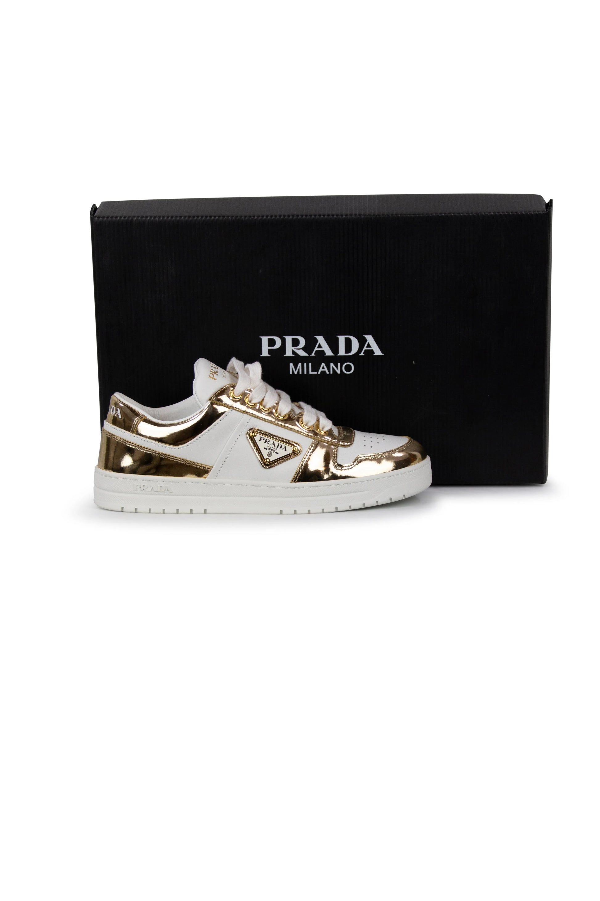 White and gold Downtown sneakers