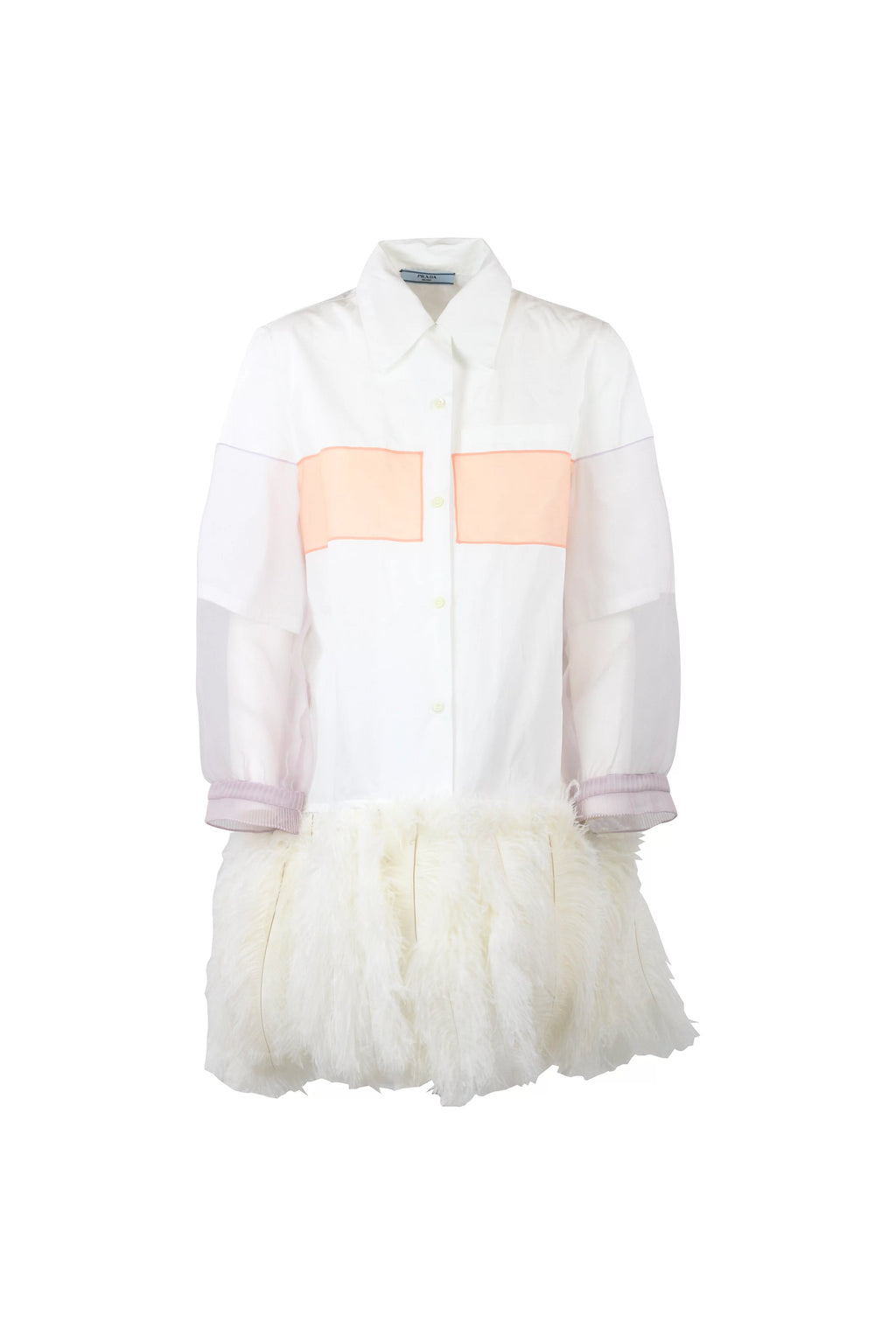 Feather-Hem Shirt Dress Resort 2018