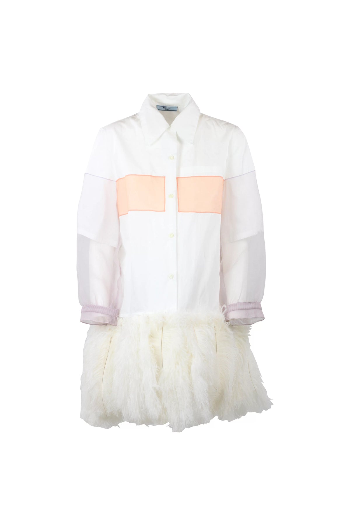 Feather-Hem Shirt Dress Resort 2018
