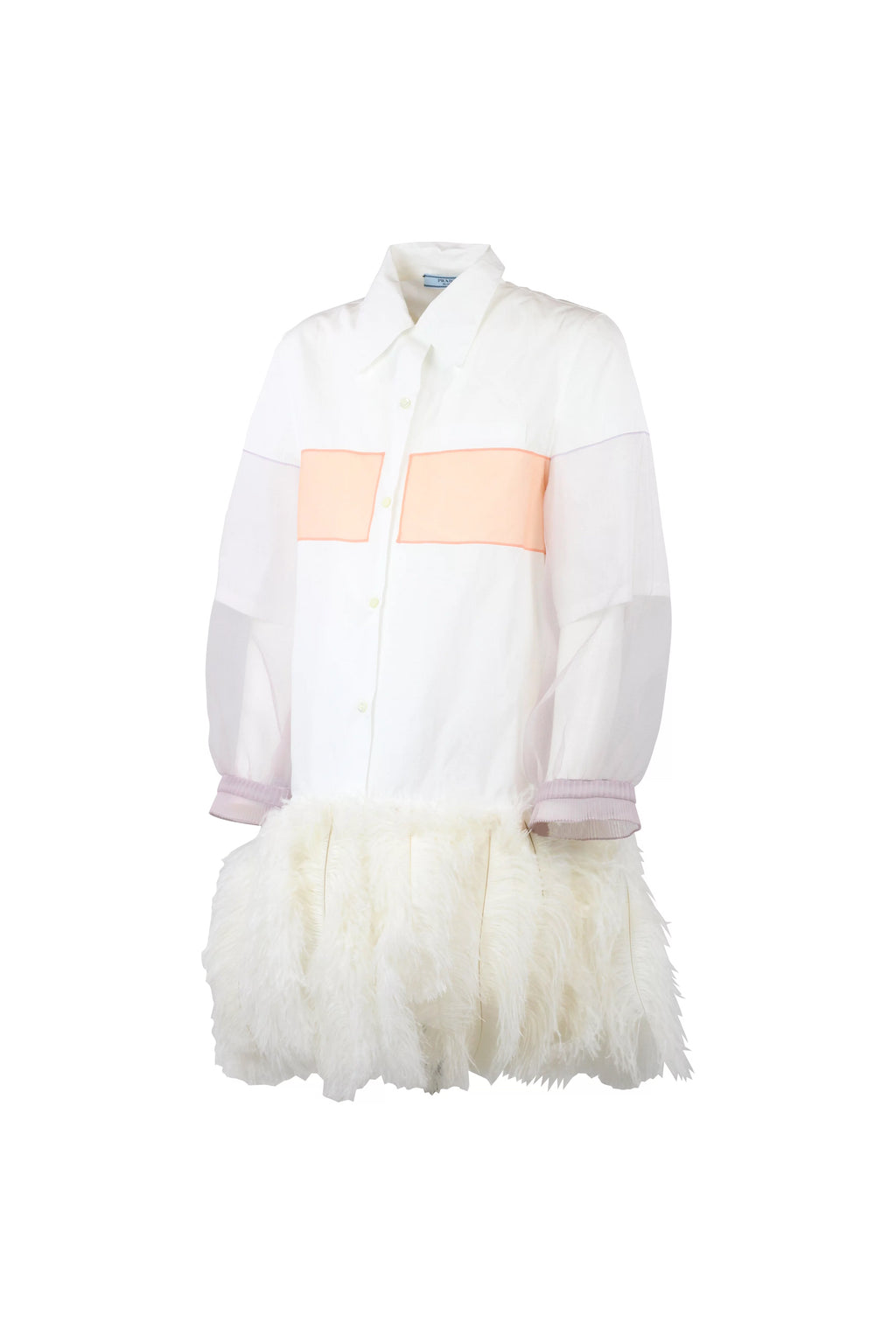 Feather-Hem Shirt Dress Resort 2018