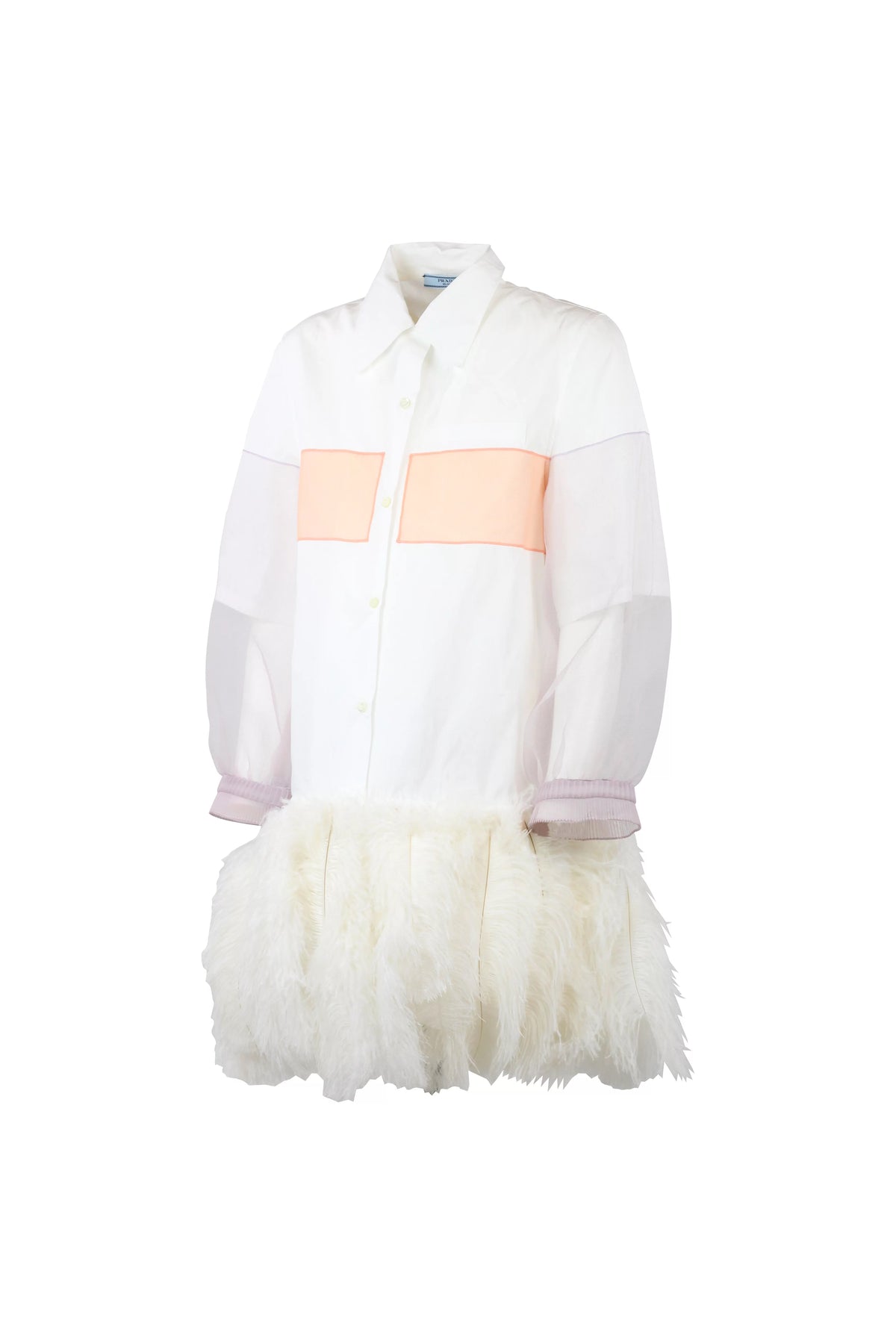 Feather-Hem Shirt Dress Resort 2018