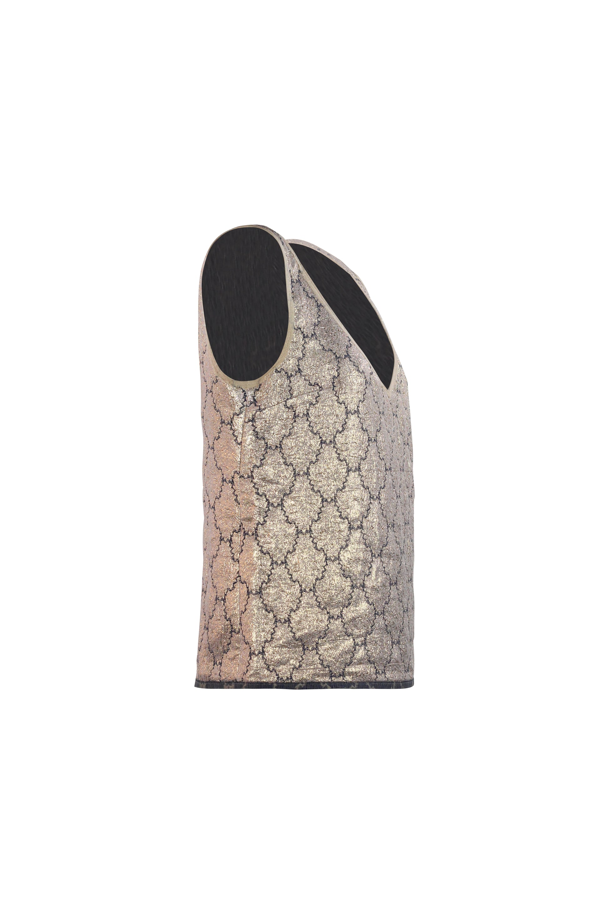 Gold Lamé Brocade V-Neck Tank Top SS2002