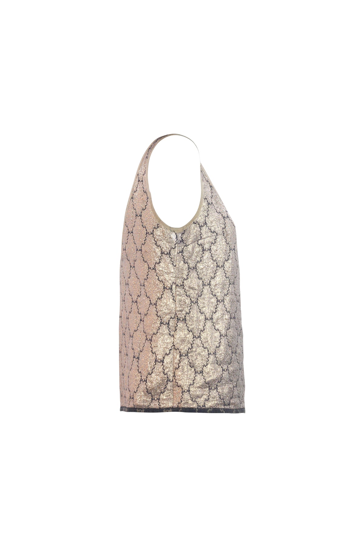 Gold Lamé Brocade V-Neck Tank Top SS2002
