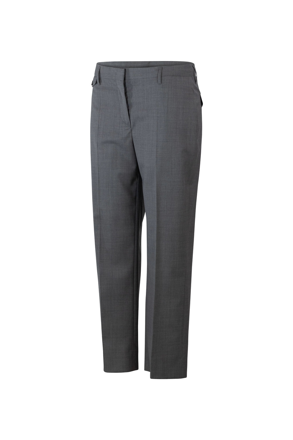 Wool Straight-Cut Trousers with Front Pockets