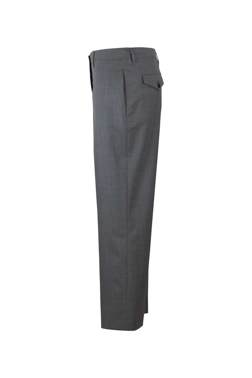 Wool Straight-Cut Trousers with Front Pockets