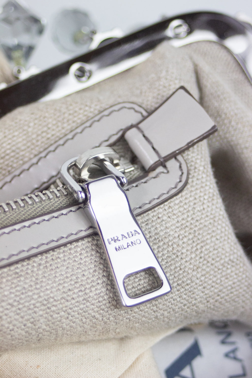 Natural canvas handbag with crystals SS2010