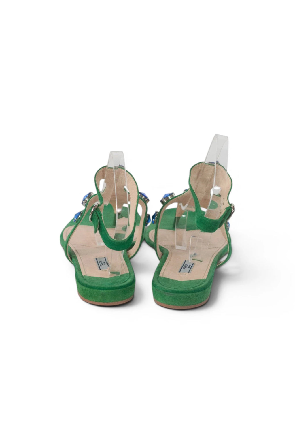 Suede Gladiator Thong Sandals with Gem Detail