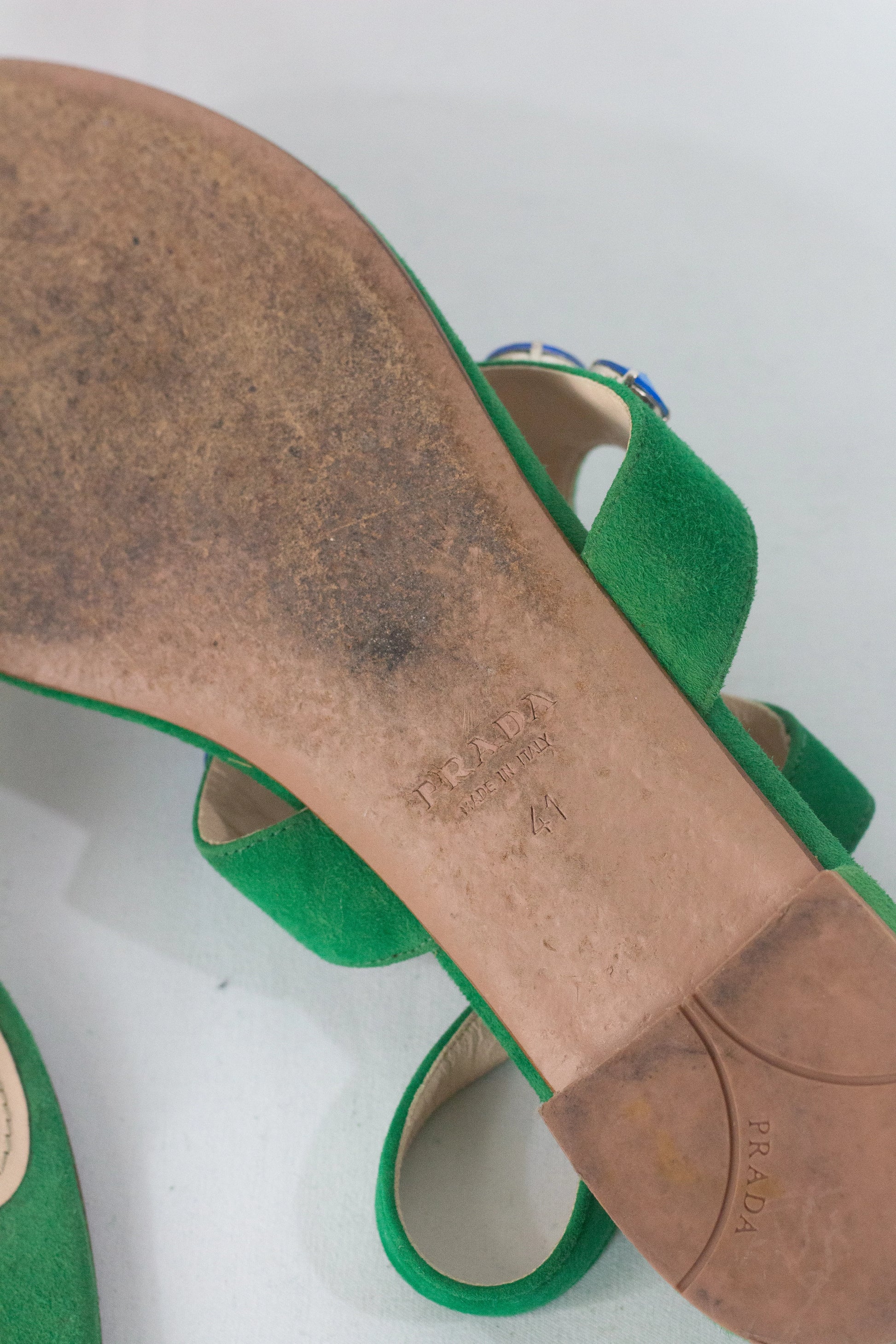 Suede Gladiator Thong Sandals with Gem Detail