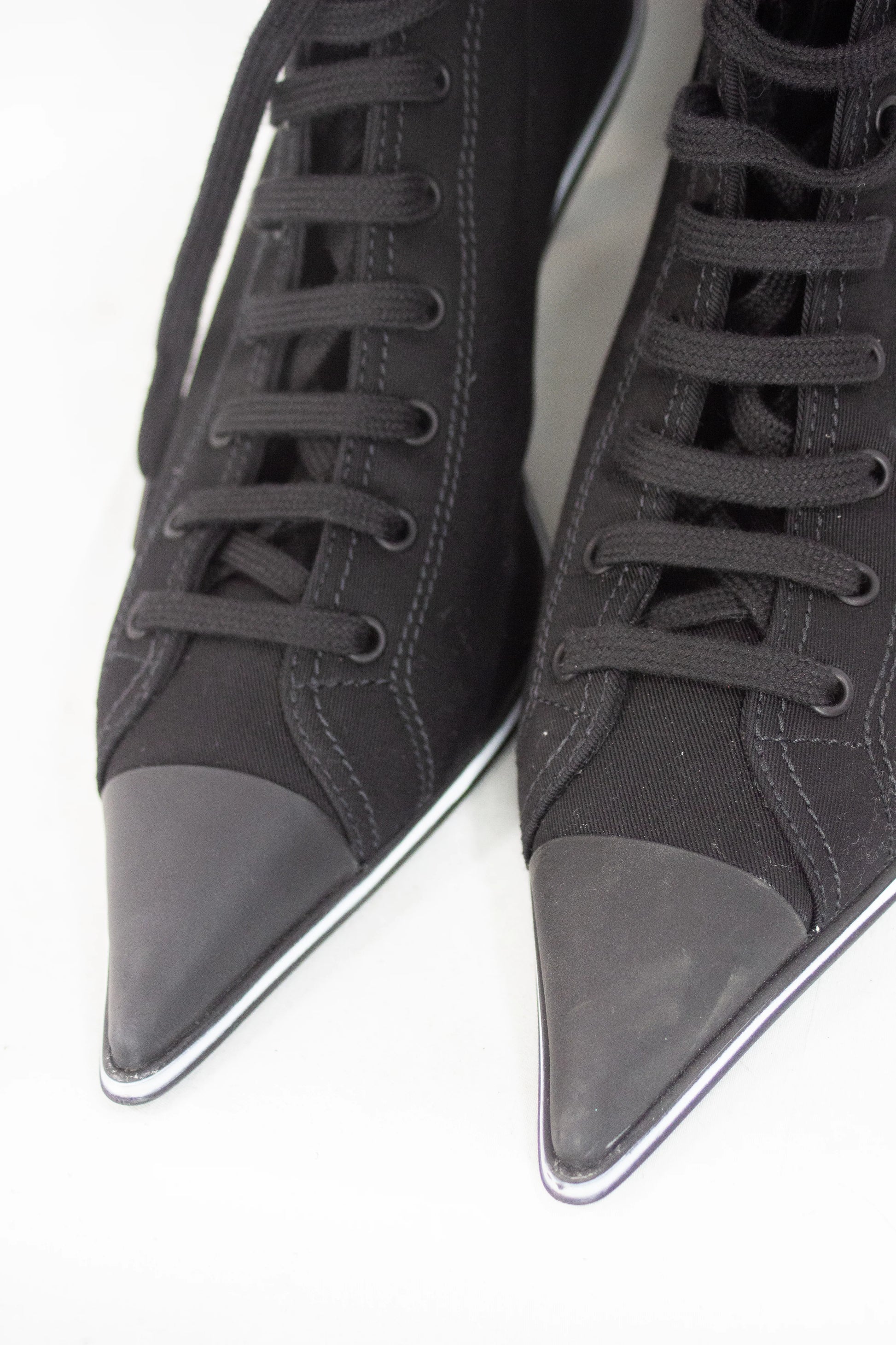 Lace up sneakers with kitten heels