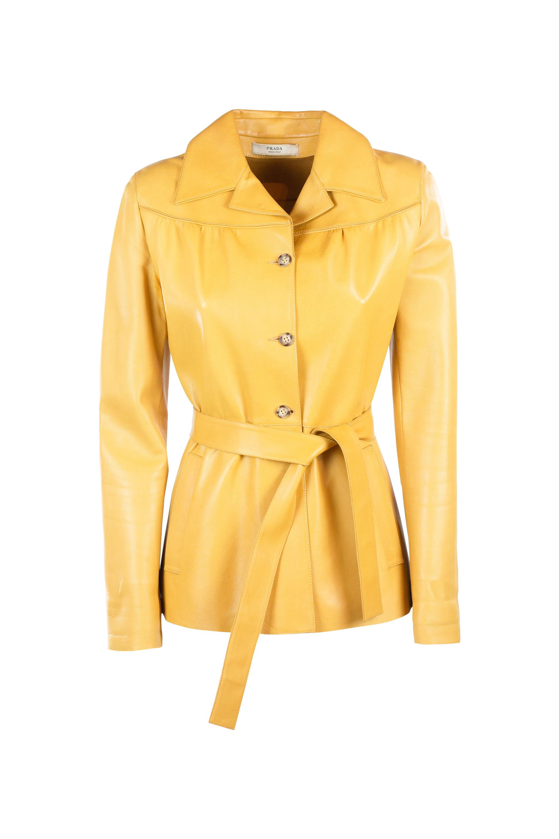 Pale Yellow Leather Jacket