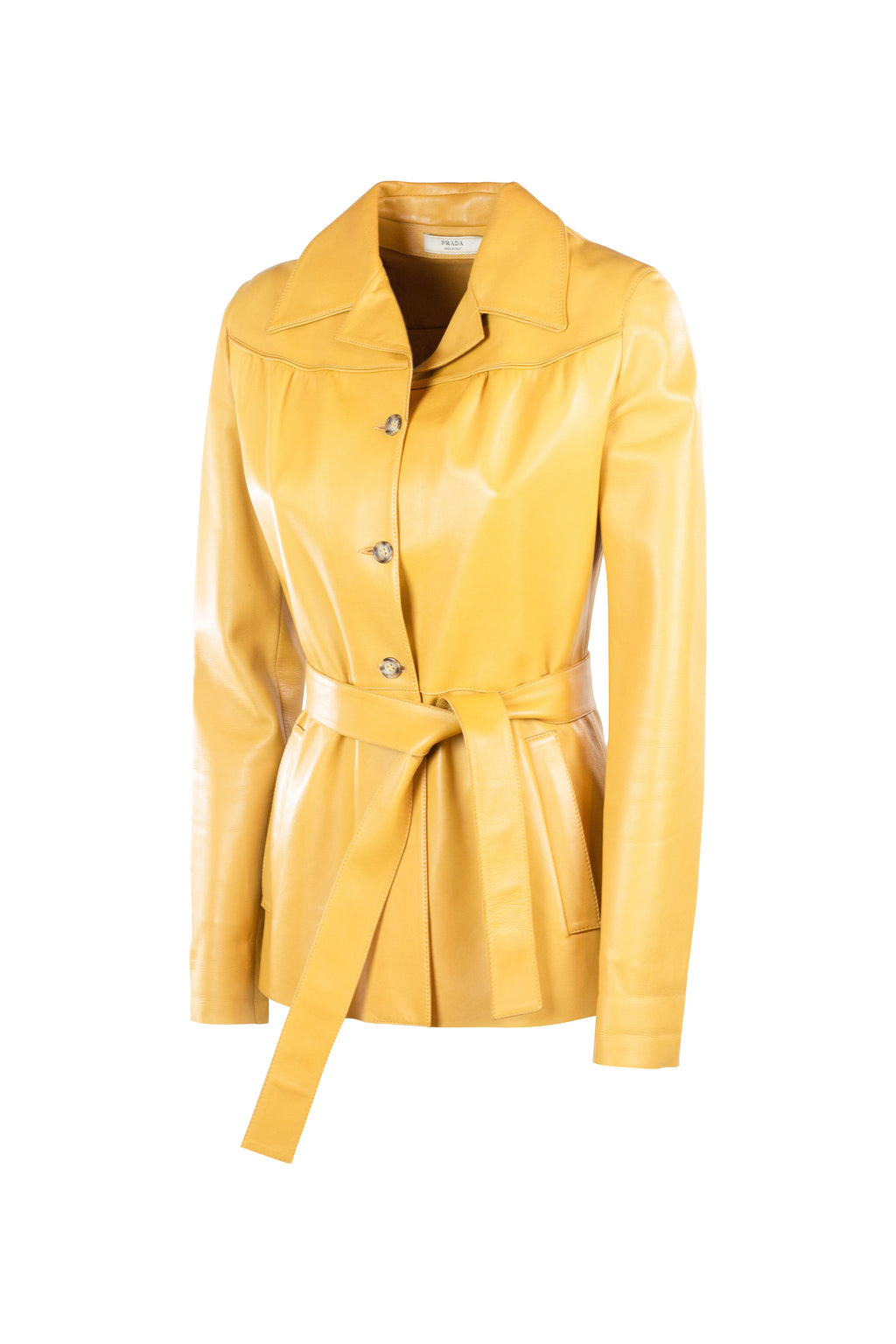 Pale Yellow Leather Jacket