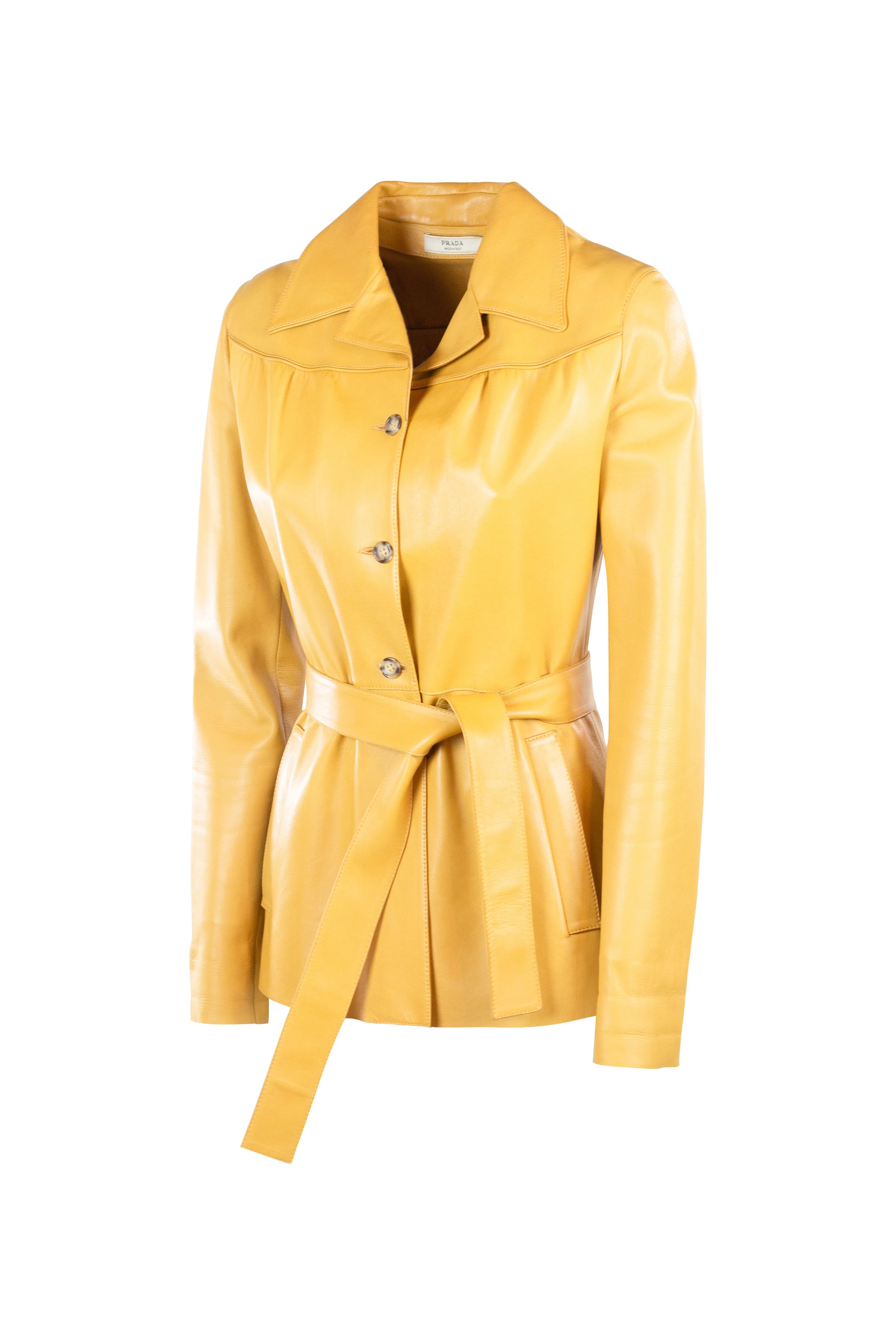 Pale Yellow Leather Jacket
