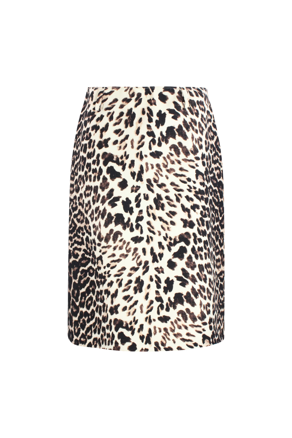 Wool Leopard Print Midi Skirt
