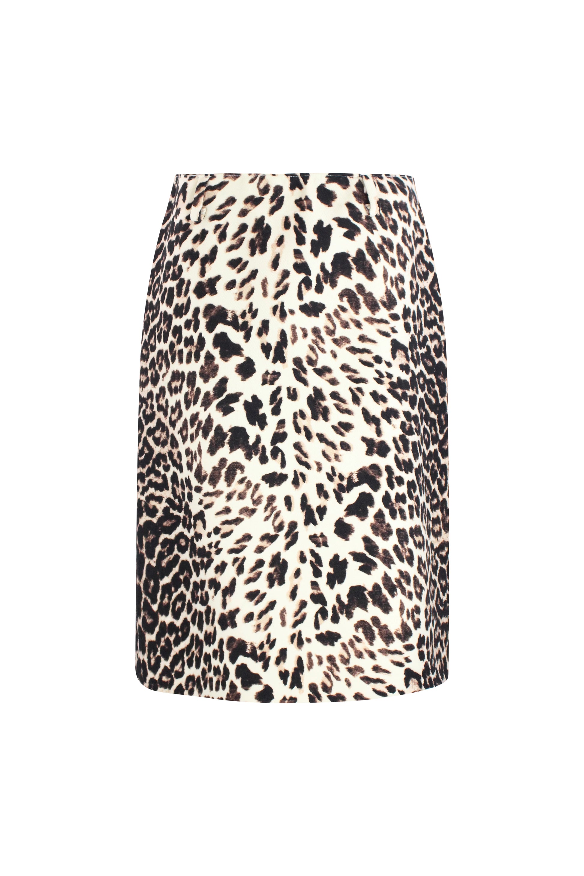 Wool Leopard Print Midi Skirt