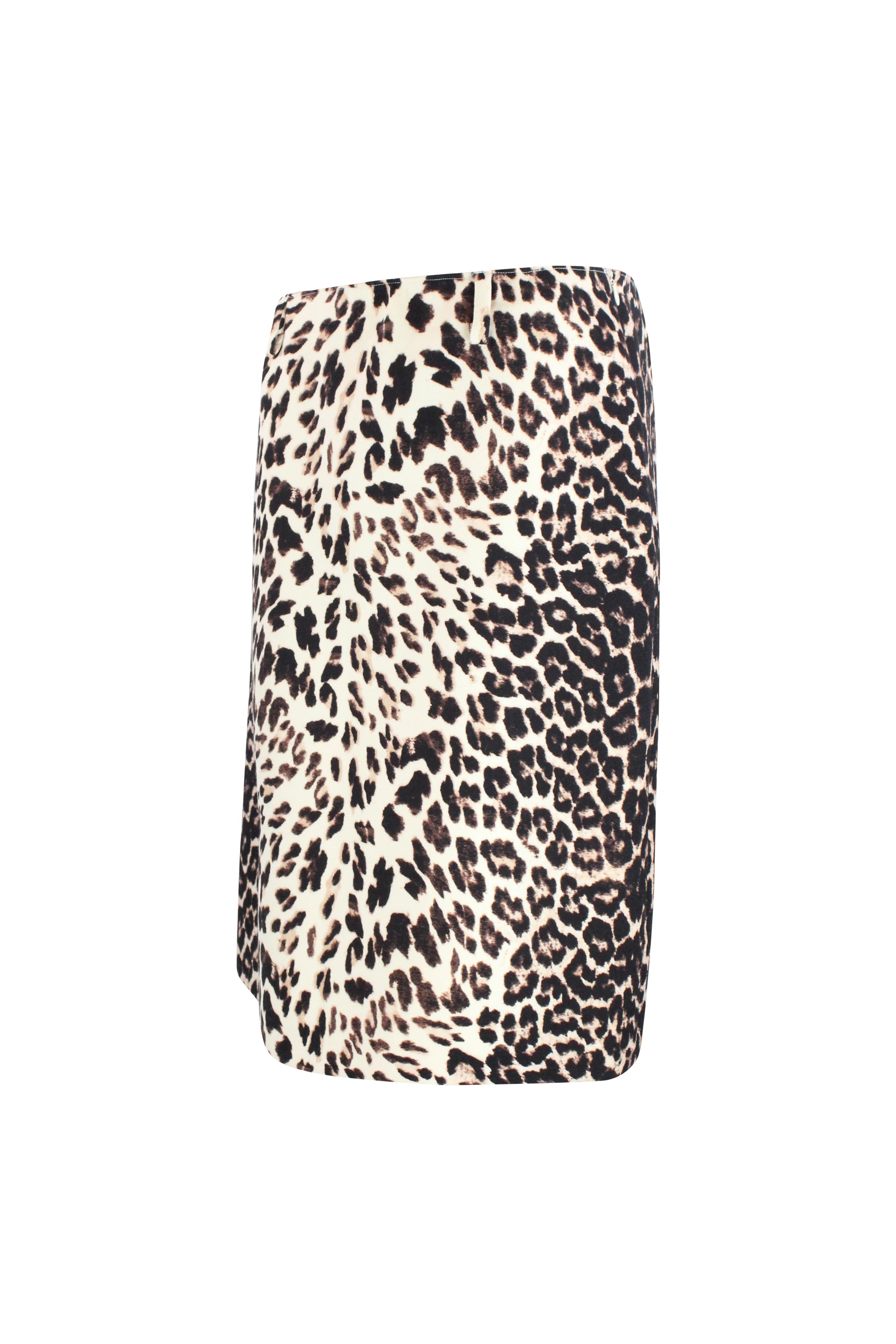 Wool Leopard Print Midi Skirt