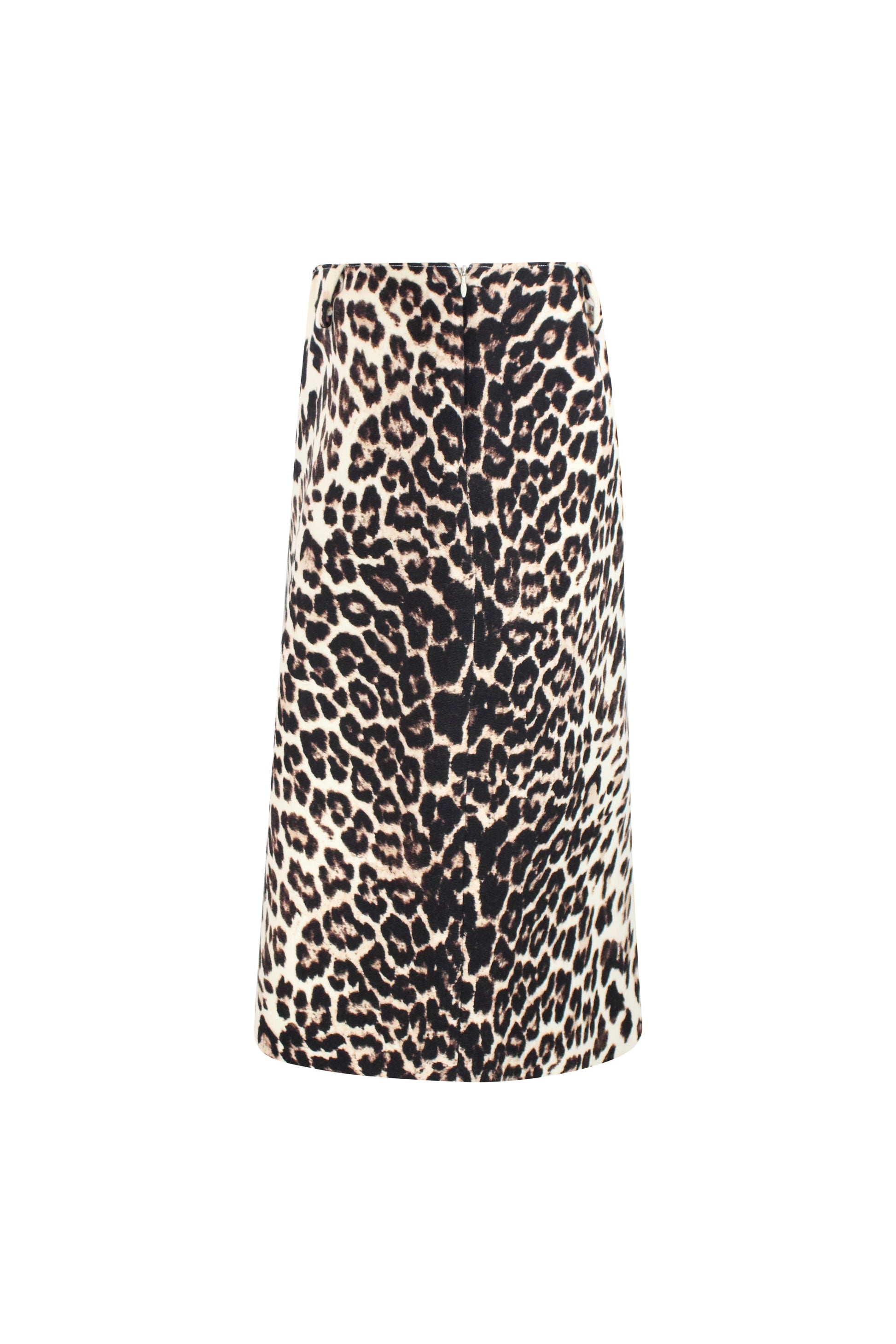 Wool Leopard Print Midi Skirt