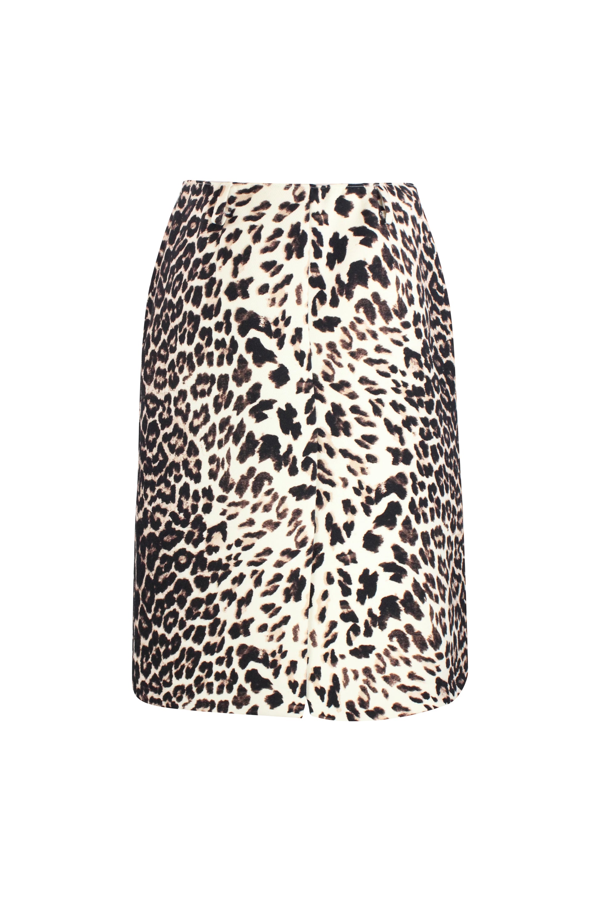 Wool Leopard Print Midi Skirt